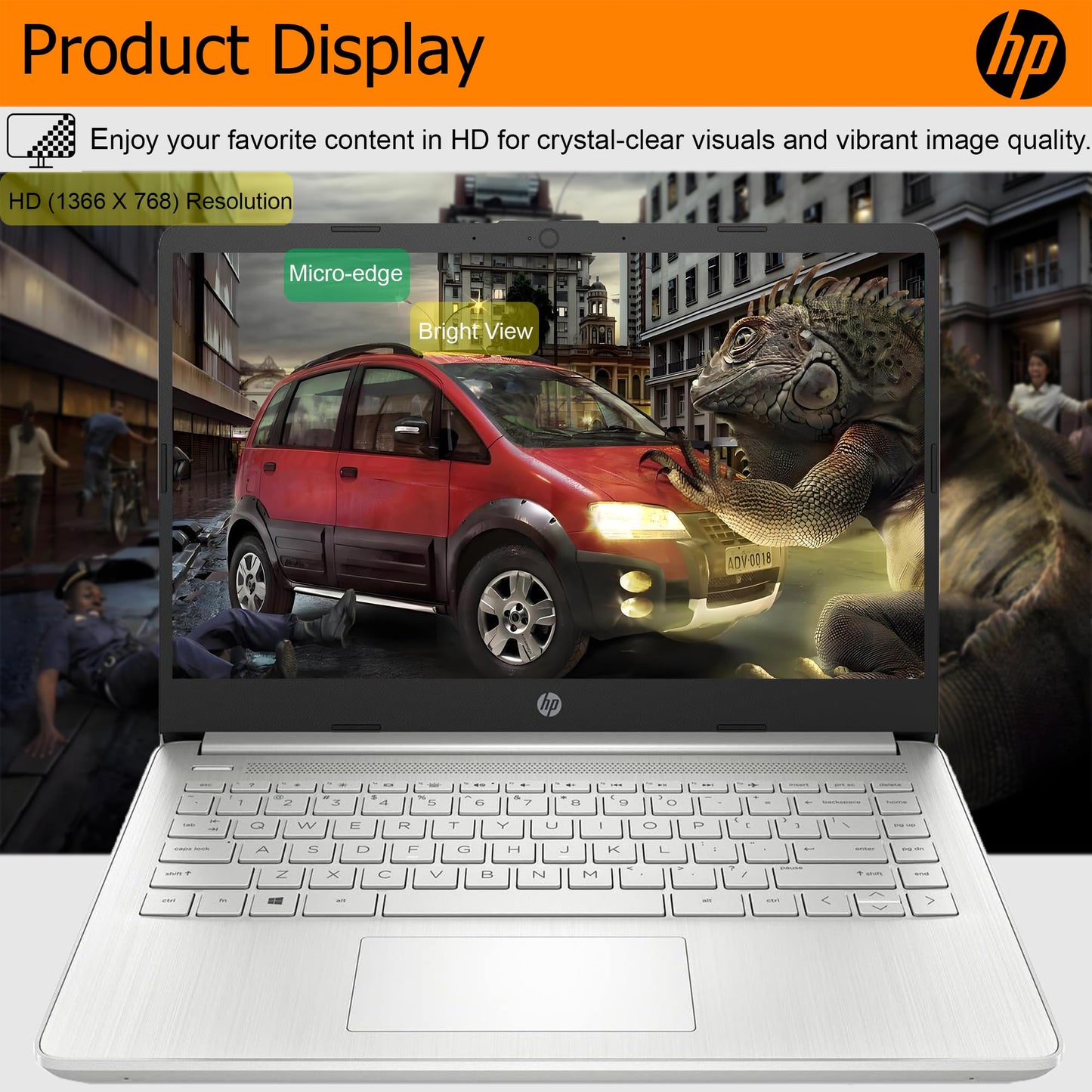 Hp Ultralight 14 Inch Laptop With Intel 4-Core Processor With Microsoft 365 And Wireless Earbuds 8Gb Ram 128Gb External & 64G