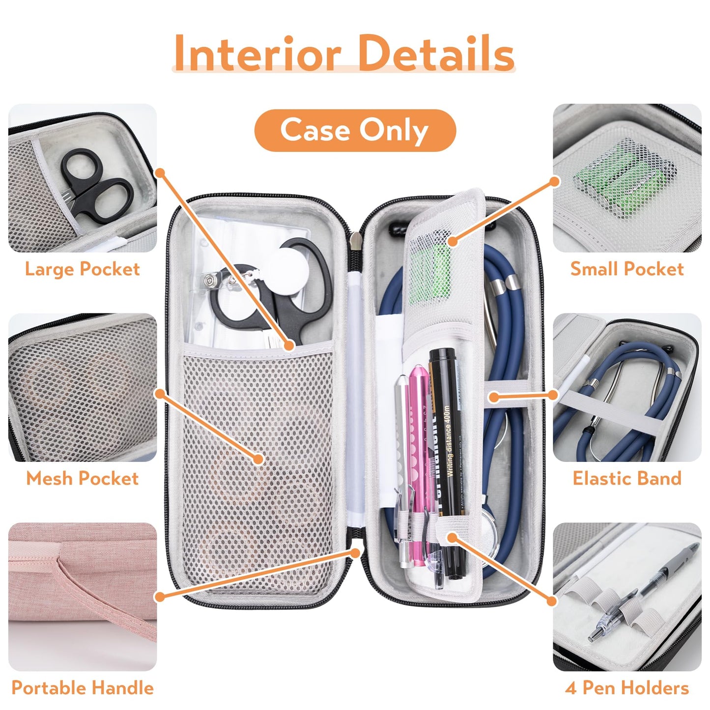 SMYV Stethoscope Case for 3M Littmann Classic III, Cardiology IV, Lightweight II S.E, MDF Acoustica Deluxe Stethoscope, Hard Storage Case for Stethoscope Accessories, Nursing School Essentials