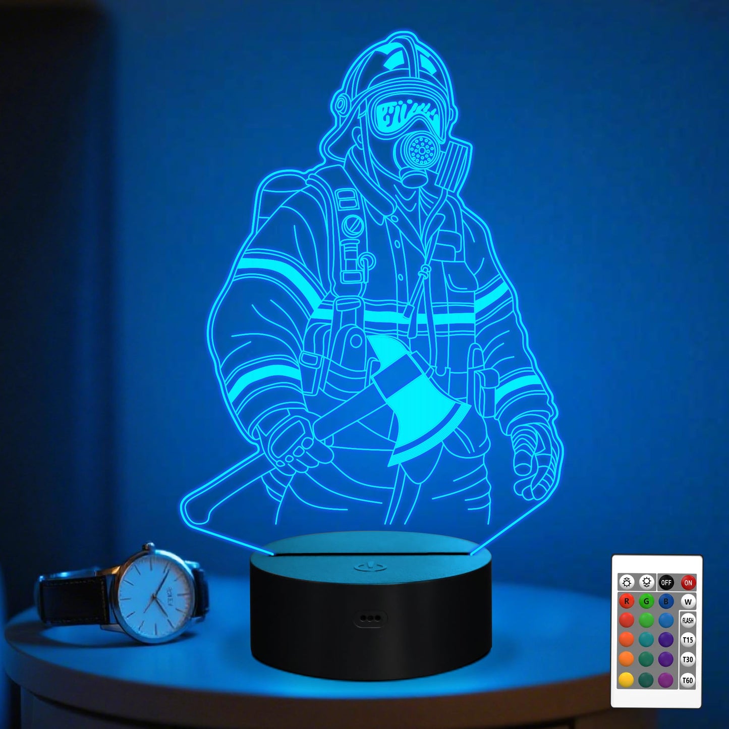 Anywin Firefighter Gifts For Men Firemen Night Light Fire Fighter Gift With 16 Colors Changing & Timer & Dimmer Creative Gifts For Birthday FatherS Day Graduation Thank You Xmas For Firefighter