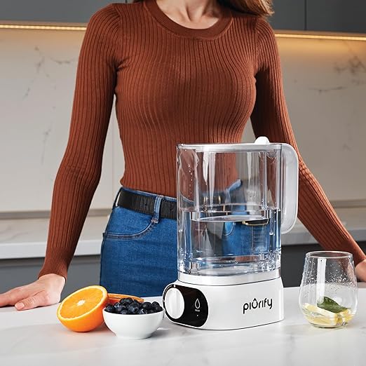 Alchemy Automatic Water Filter Pitcher with Rapid Filtration | Water Dispenser with Advanced UltraFiltration + Carbon Technology | 50 Oz Capacity | Extended 130 Gallon Cartridge Life