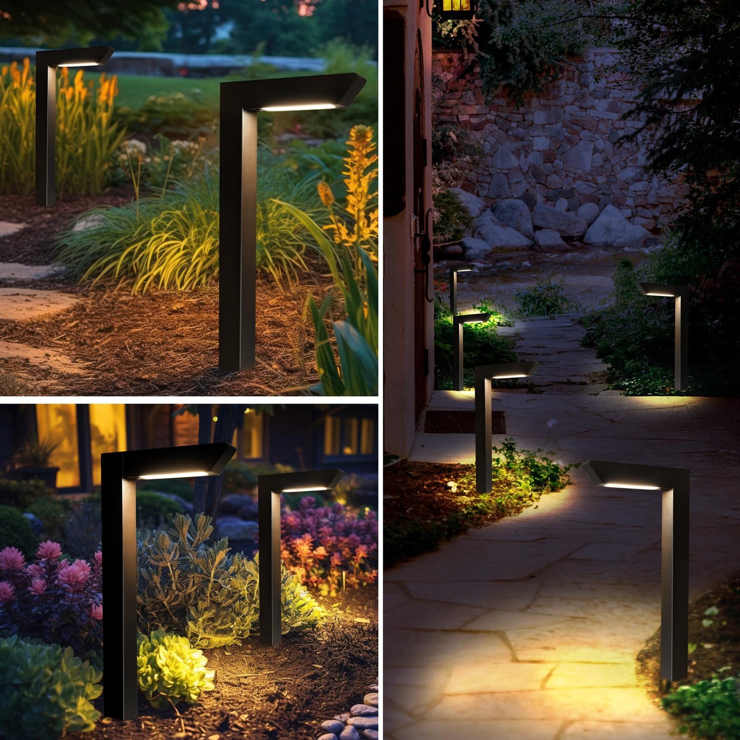 Energetic 5Cct Low Voltage Landscape Lights 5W 200Lm Ip65 Waterproof Led Pathway Lights 50000 Hrs Outdoor Landscape Lighting Square Modern Side Lit Die-Cast Aluminum Housing Etl Black 4 Pack