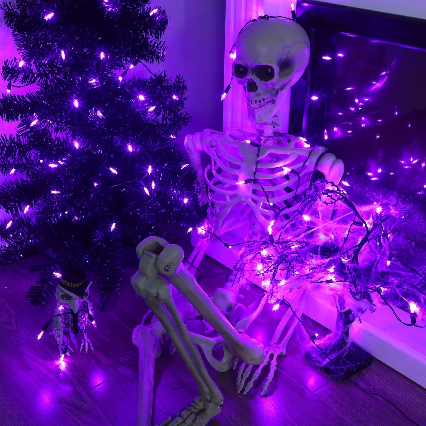 Blissun Halloween Lights - 50-Count Mini String Light Set, 8 Modes, 16 ft, 2 Pack, Purple