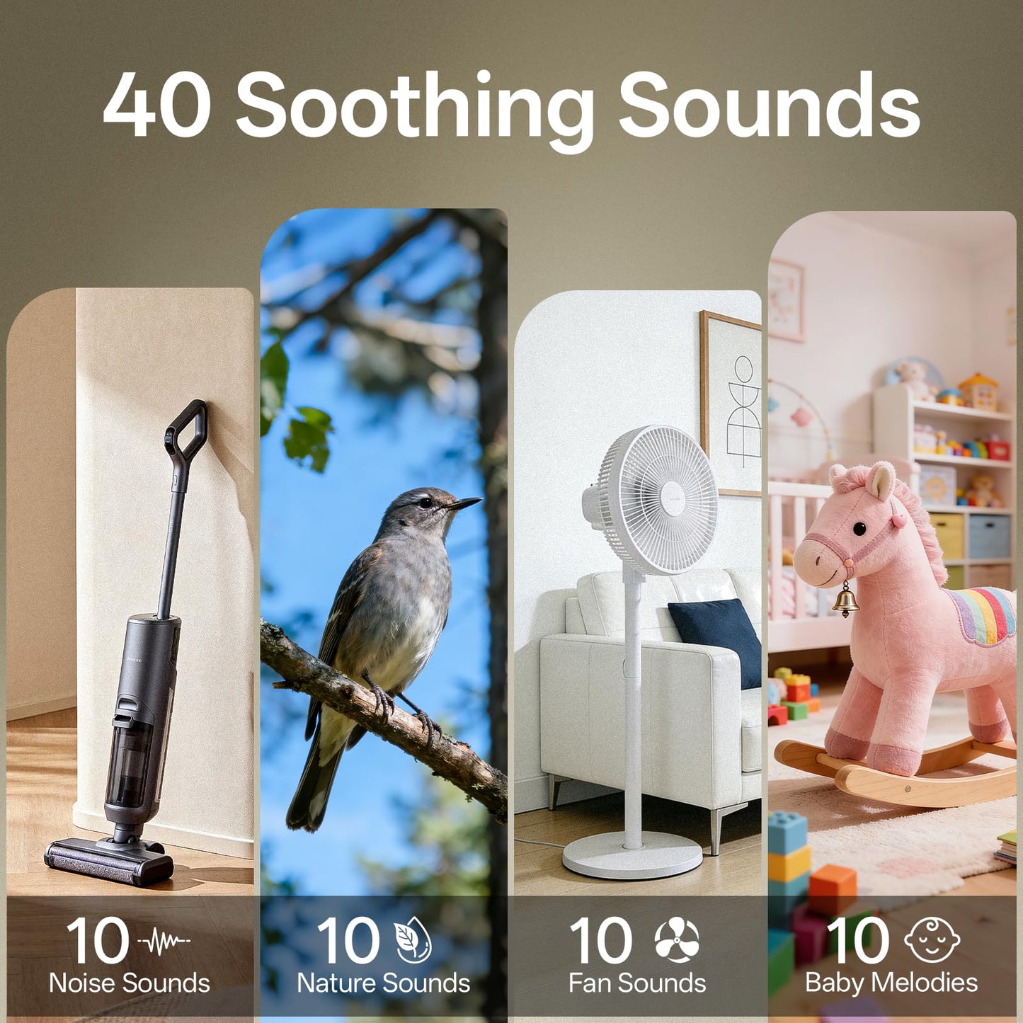 Hotmoon Sound Machine for Sleep, Cocoon 2 White Noise Sound Machine with 40 Non-Looping Sounds, Dual-Speaker & Timer, 8 Night Light, Pink Brown Green Noise for Sleeping Adults, Office Privacy, Plug-in