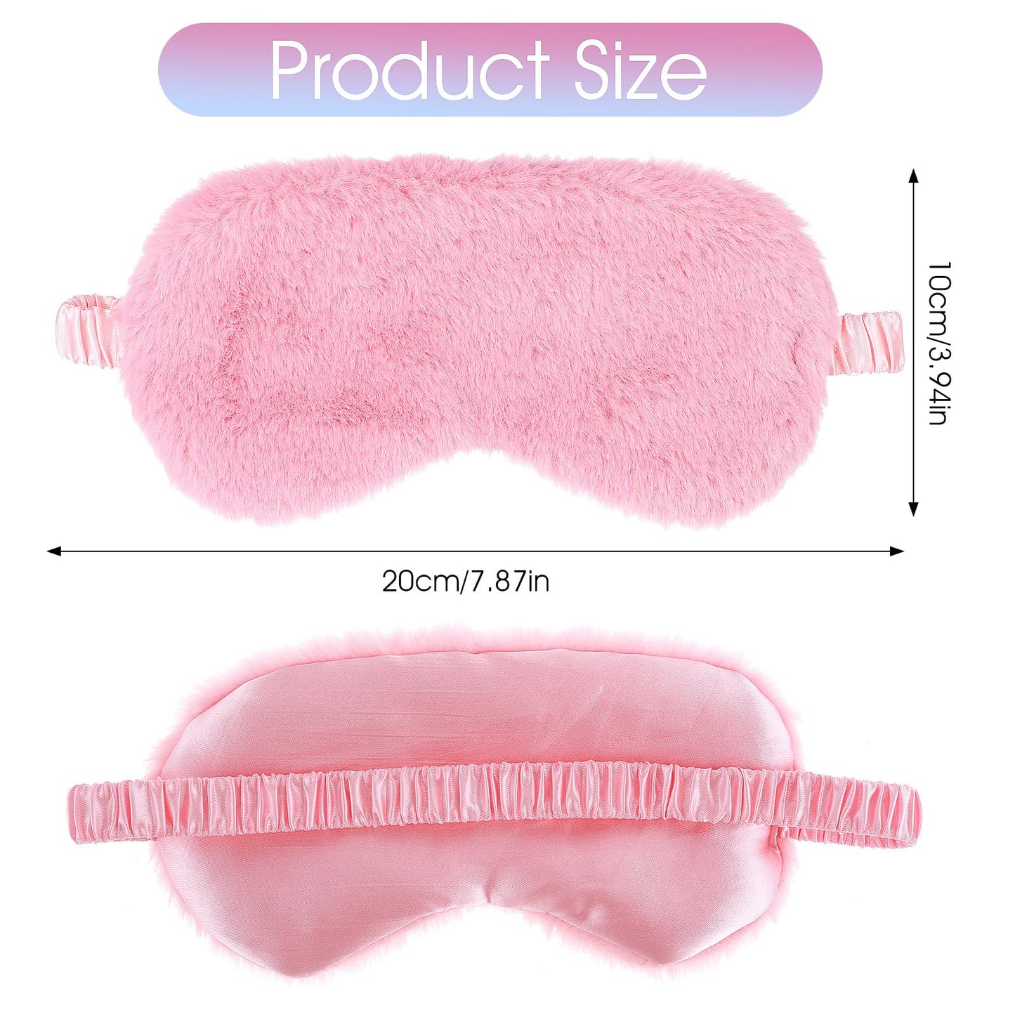 2 Pcs Plush Eye Mask Soft Sleeping Blindfold Eye Cover Comfortable Furry Faux Fur Sleeping Mask Satin Nap Night Eyeshade Cover for Women Men Gift (Blue, Pink)