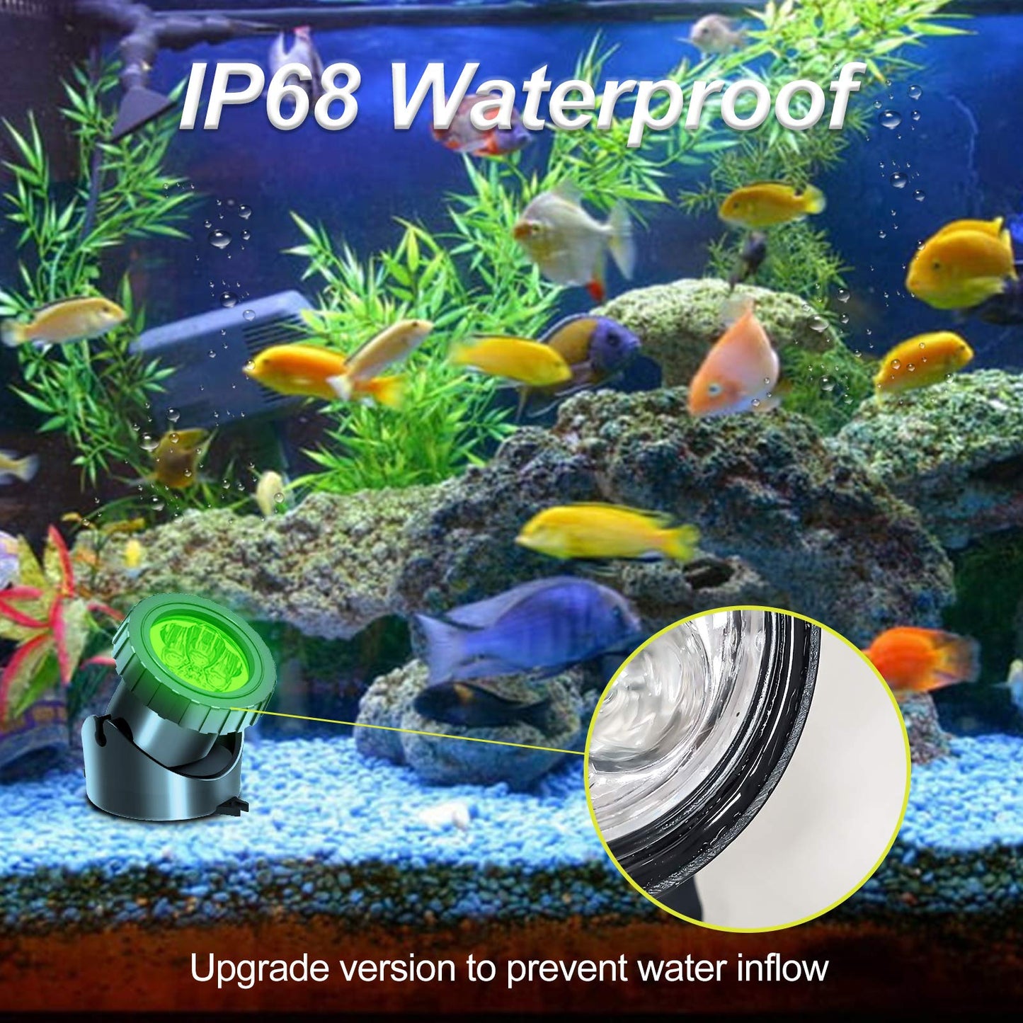 T-SUN Solar Pond Lights, 3 in 1 RGB Color Changing, Waterproof LED Spotlights for Garden, Yard, Pool, Fountain, 3 Head Lamp