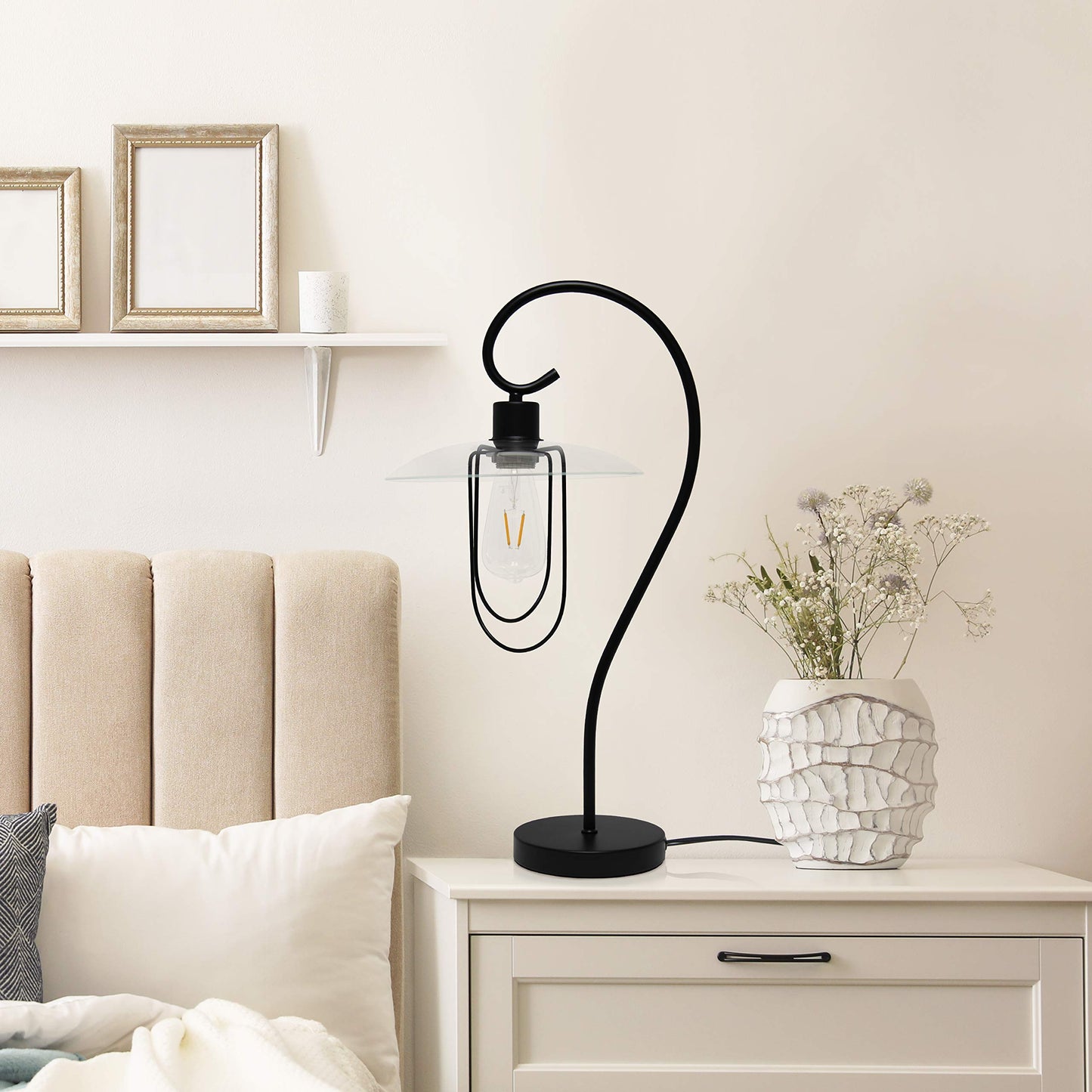 Simple Designs LT1086-BLK Modern Metal Table Lamp, Iron, Black