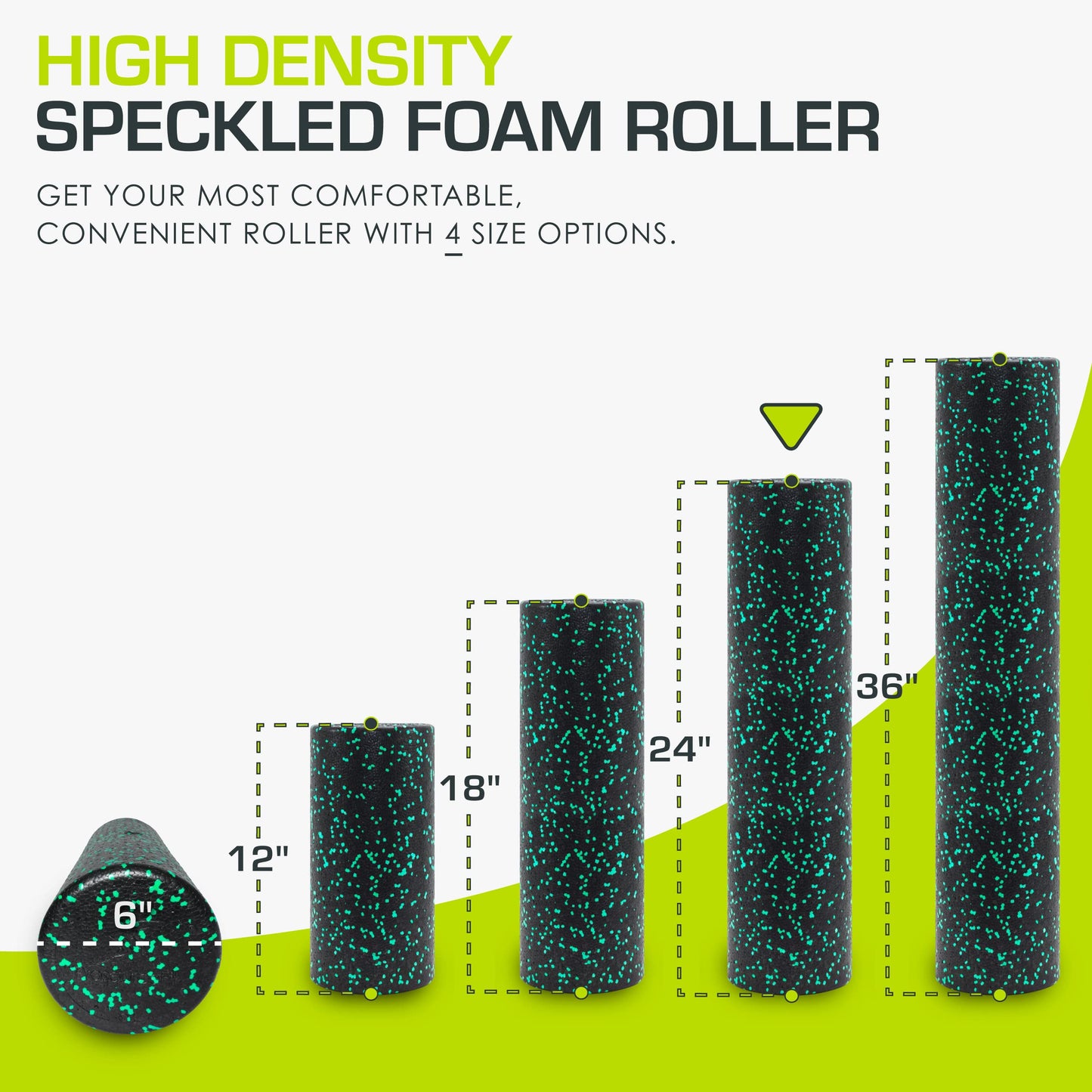 ProsourceFit High Density Foam Rollers 24 - inches long, Firm Full Body Athletic Massage Tool for Back Stretching, Yoga, Pilates, Post Workout Muscle Recuperation, Black/Green