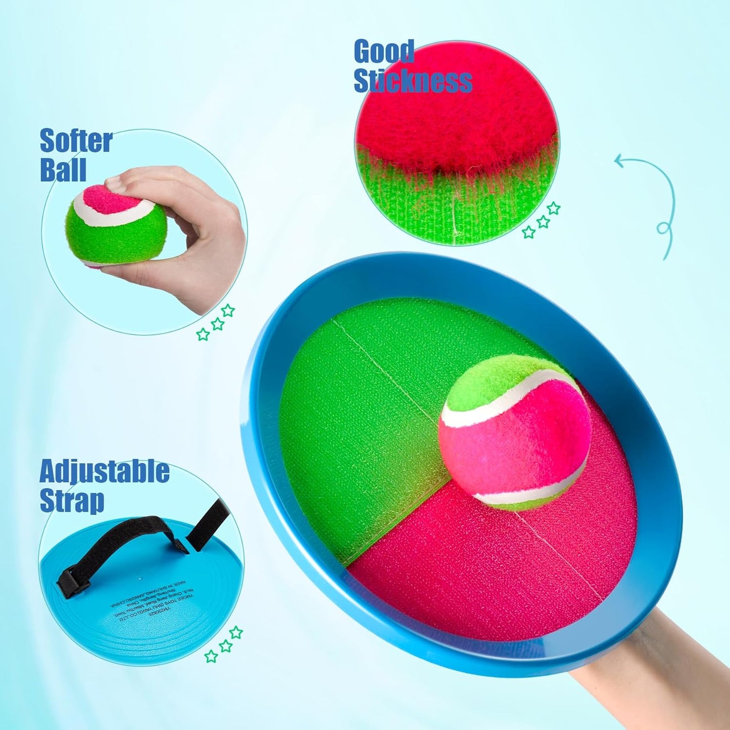 PlayZap Toss and Catch Ball Set Upgraded Stocking Stuffers for Toddlers Kids Teens Boys Girls - Baseball Toys Sturdy PVC for Beach Pool Yard Outdoor - Gift for 3-5 5-8 8-13+ Years