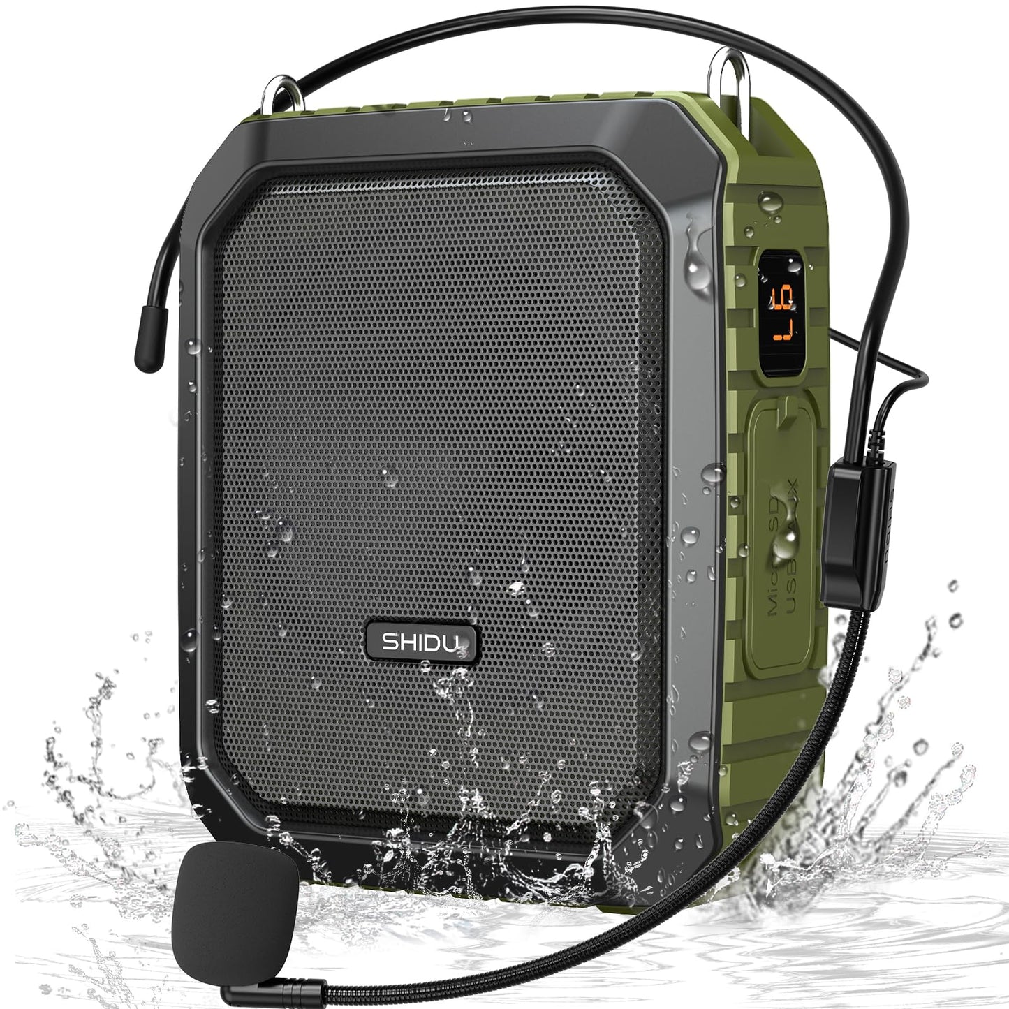 SHIDU Voice Amplifier for Teacher with Portable Microphone and Speaker, 18W Megaphone with Wired Mic Headset, IPX5 Waterproof &