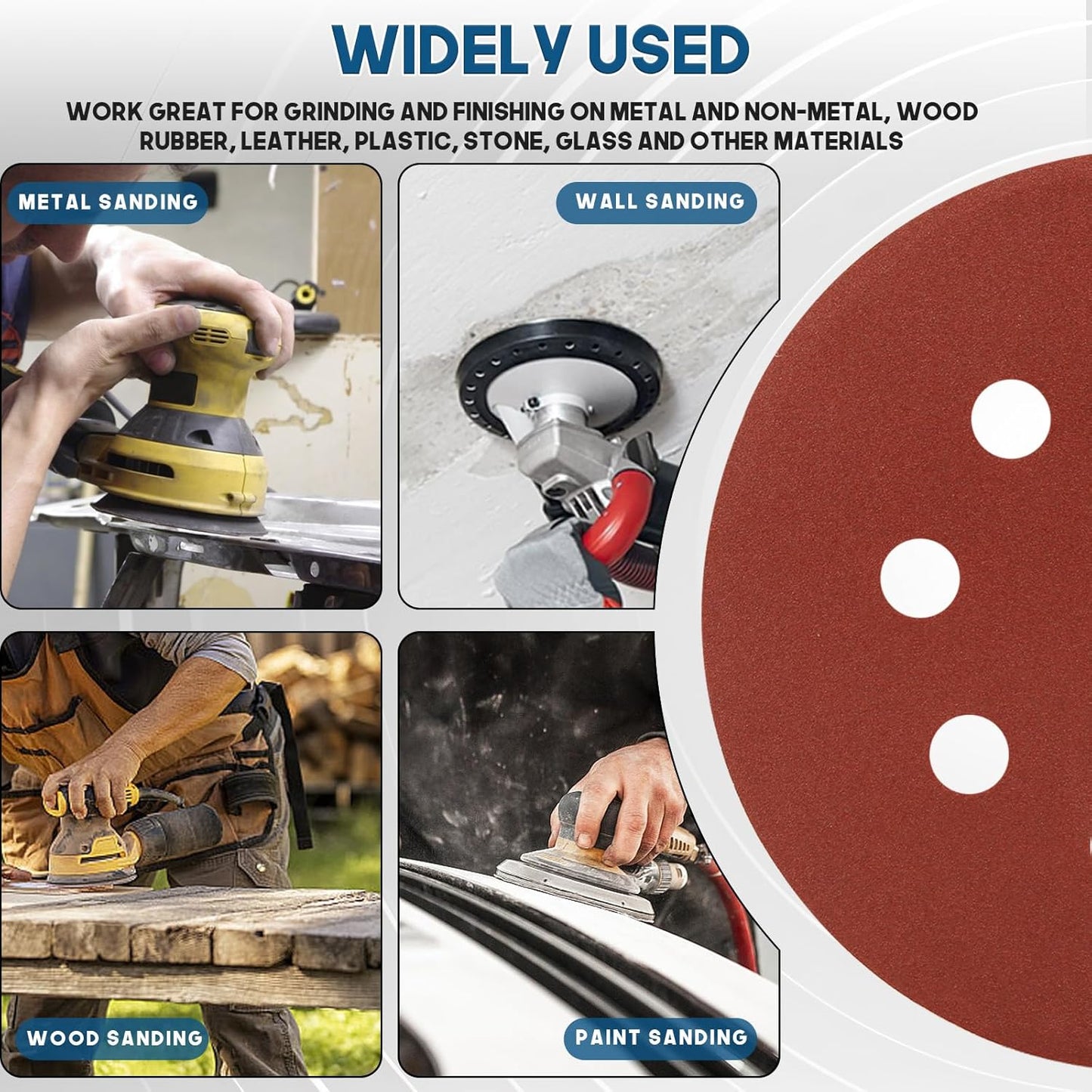 5 Inch 8 Hole Sanding Discs, 150 PCS 600 Grit Hook and Loop Sandpaper, Round Aluminum Oxide Sand Paper Discs for Random Orbital Sander