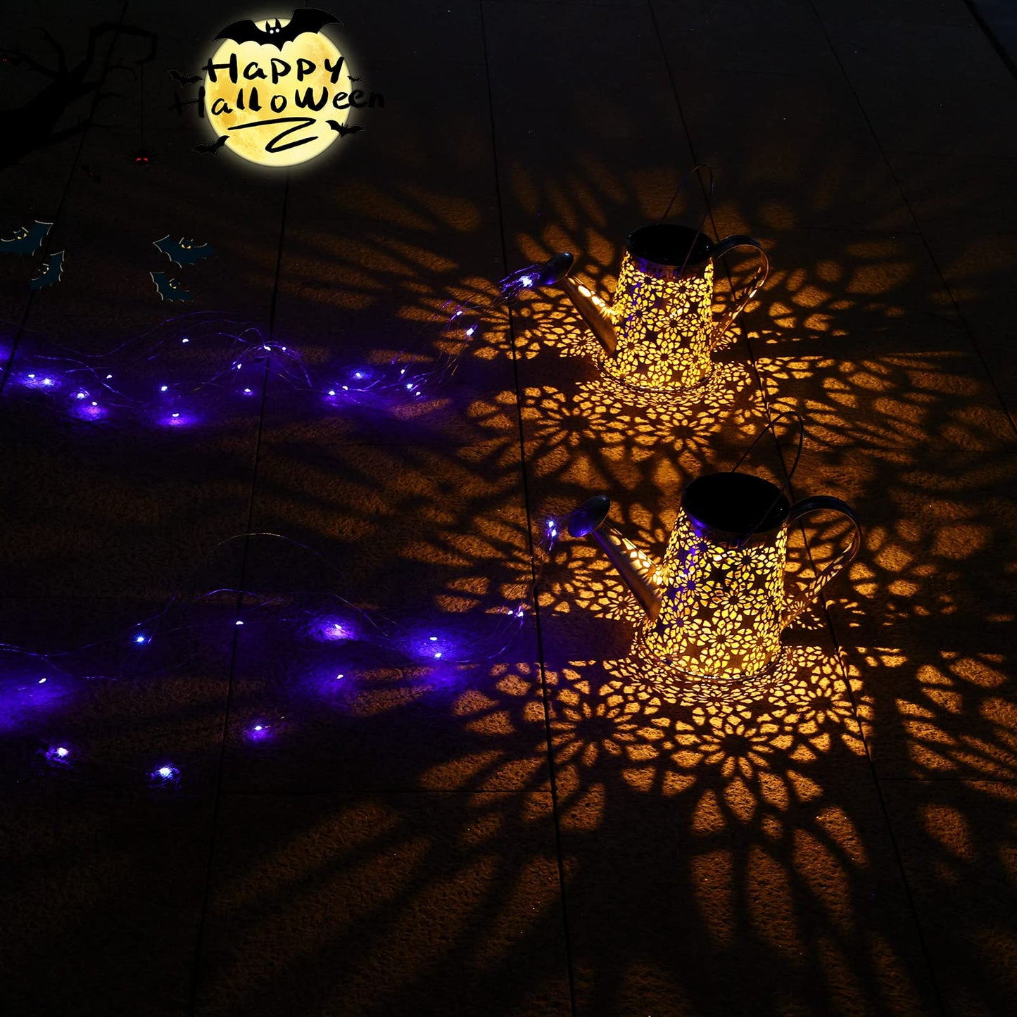 Vookry Solar Watering Can Lights, Purple Led Outdoor Lantern, Waterproof, 1 Pack, Garden Decor For Yard And Patio