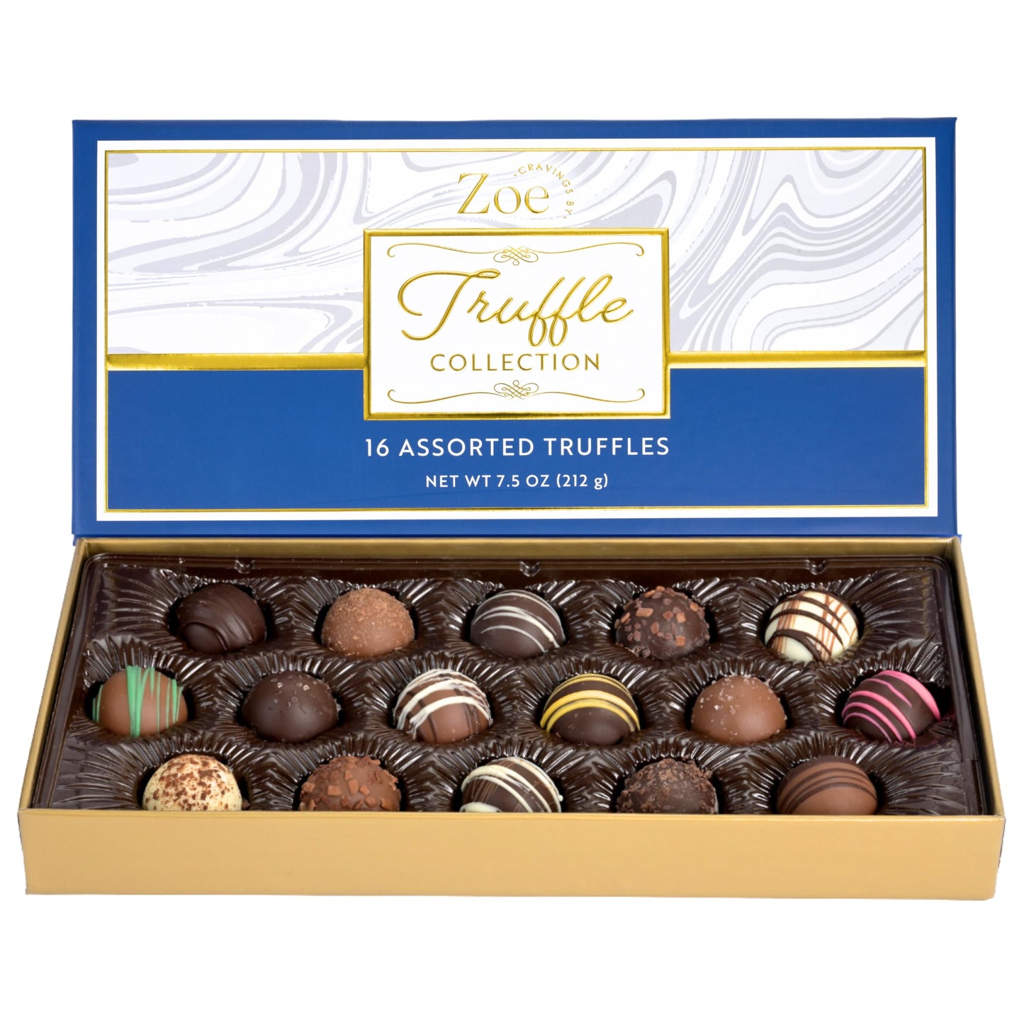 CRAVINGS BY ZOE Gourmet Chocolate Truffle Gift Box | 16 Count | Assorted Gourmet Milk & Dark Chocolate Candy Food Gift Basket Anniversary Birthday Get Well Holiday Thank You Men Women Mom Her
