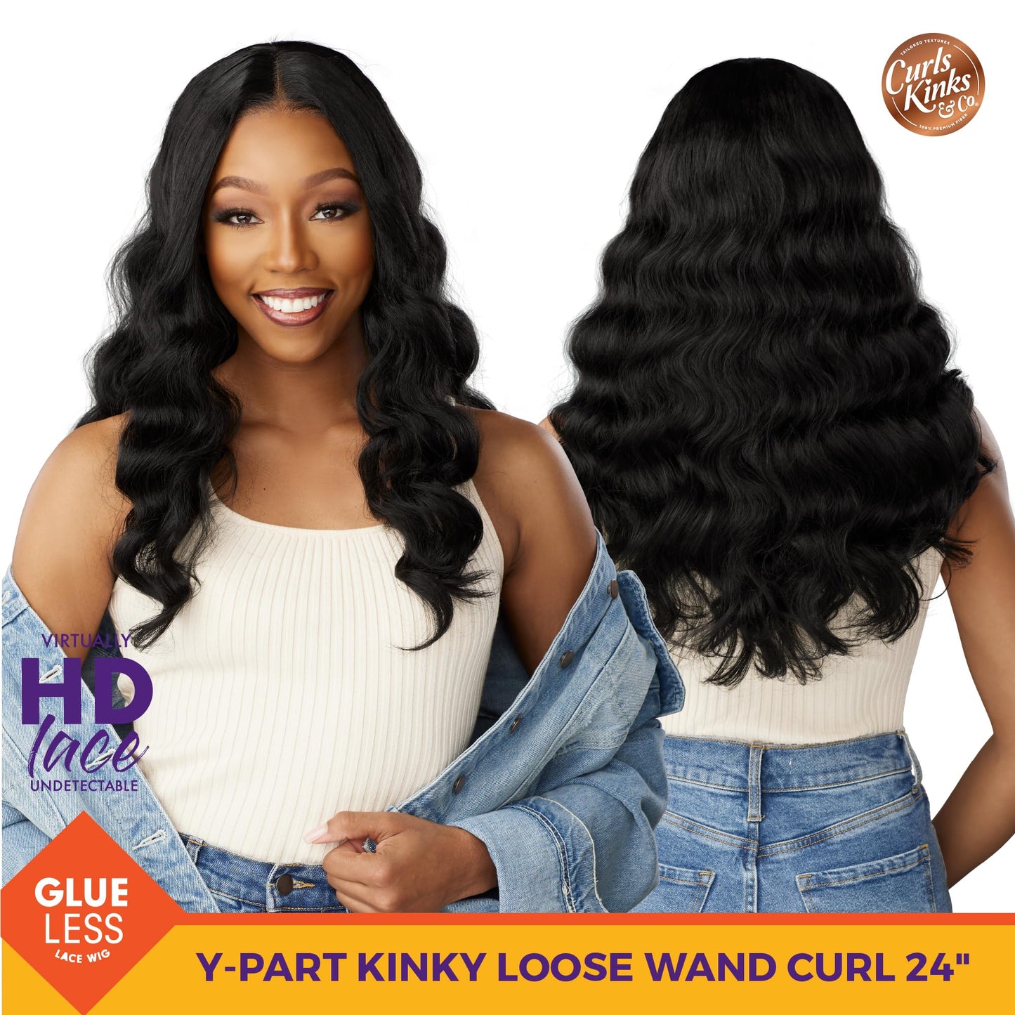 Sensationnel Curls Kinksandco Kinkyedges Wig - Kinky Loose Wand Curl 24 Inch Y Part Lace Natural Kinkytexture Edged Hairline for