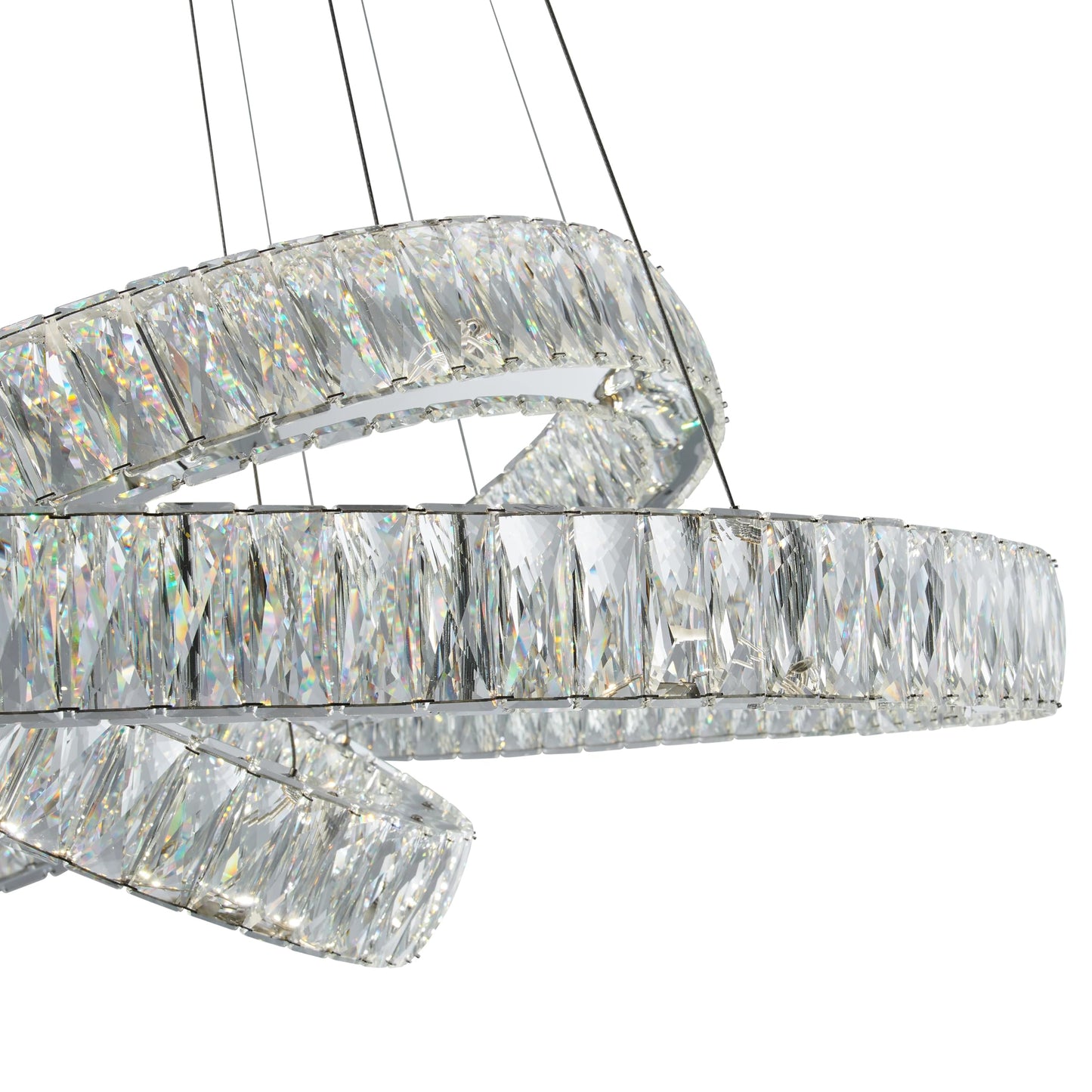 Finesse Decor Crystal Elegance Three Ring Chandelier, Modern Design, Metal & Crystal, Clear, Model CH-415-RO