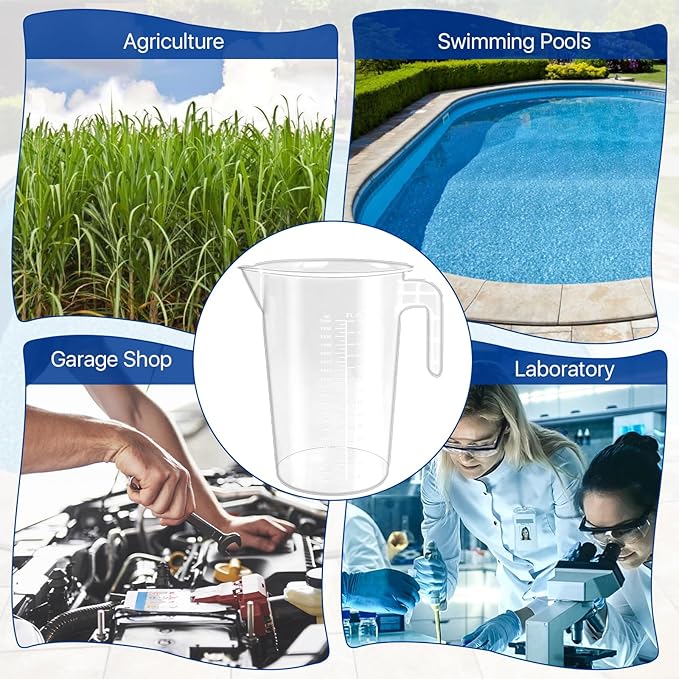 4 Pack 2 Liter Plastic Graduated Measuring and Mixing Pitcher, Aemygo Clear 1/2 Gallon Measuring Cups with Handle, Multipurpose Pouring Cup for Paint, Resin, Epoxy, Kitchen Cooking Baking Ingredients