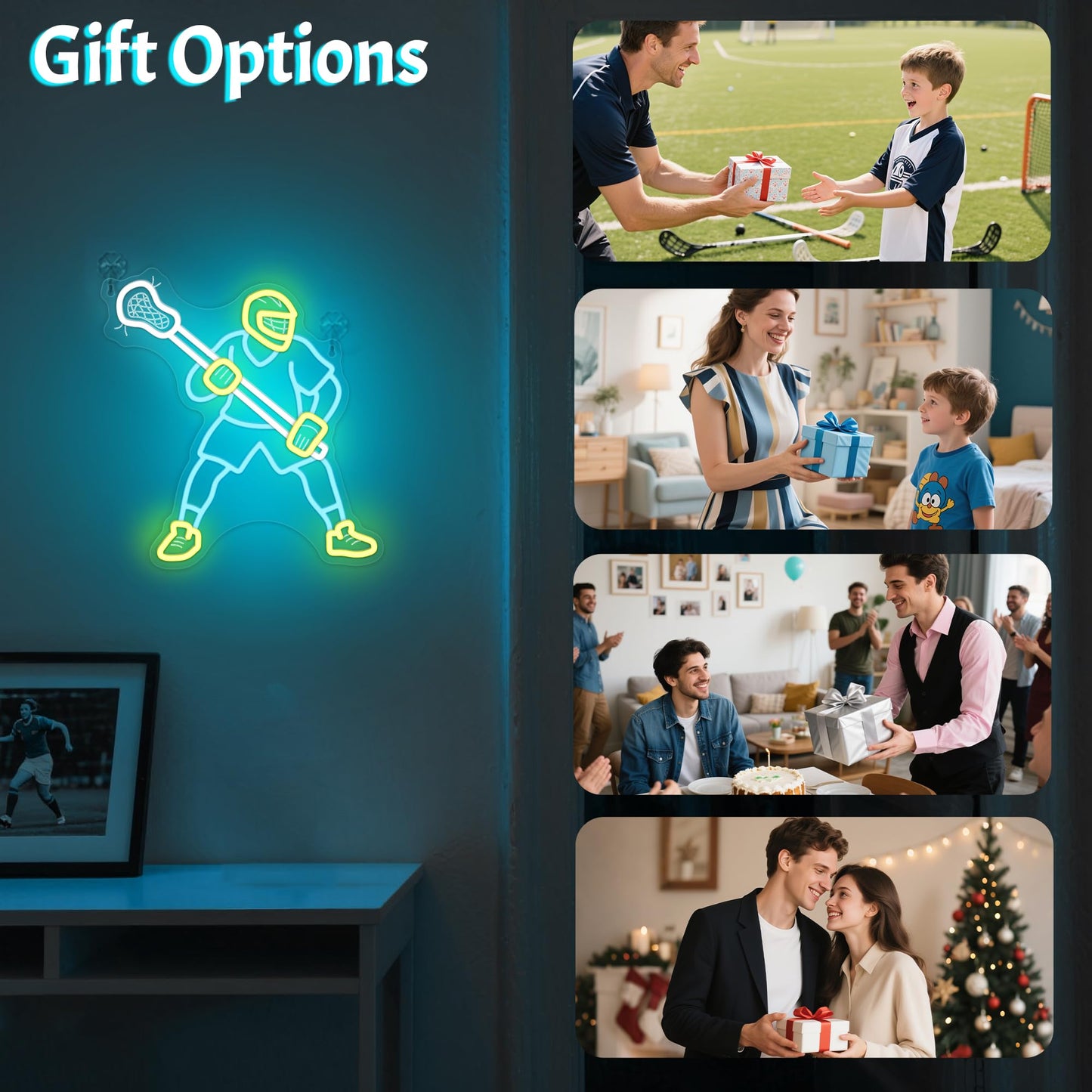Lacrosse Neon Sign-Dimmable Sport Wall Decor With Usb Power Unique Lacrosse Gifts For Boys & Men Led Bedroom Light For Man Cave College Dorm Lacrosse Fan Accessories