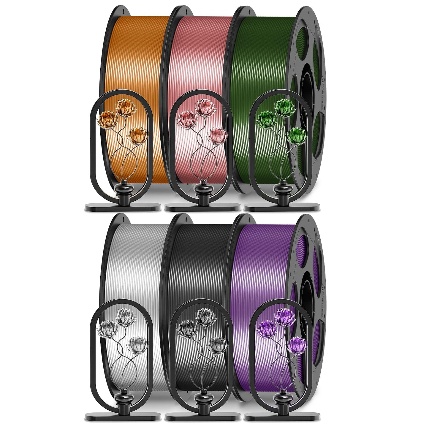ANYCUBIC PETG Filament 1.75mm Bundle, 3D Printer Filament, 1KG Reusable Spool, 6KG Translucent Brown + Translucent Pink + Transl