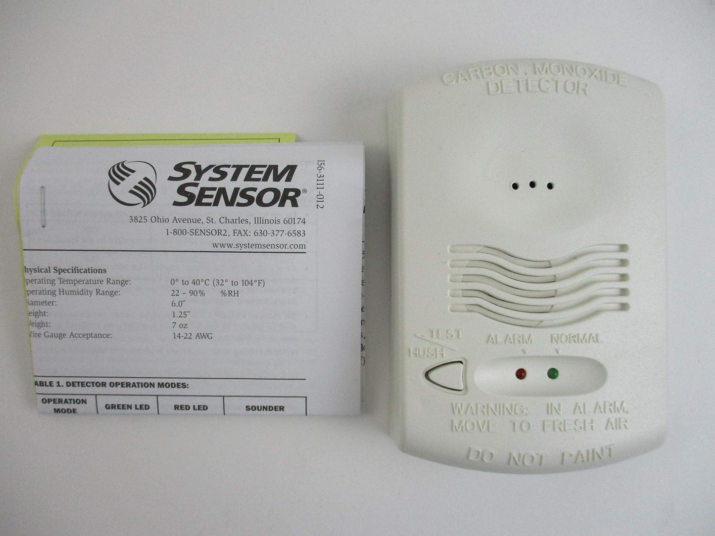 SYSTEM SENSOR CO1224T 12/24 volt, 4-wire, system-monitored C02 carbon monoxide detector w/ RealTest Technology