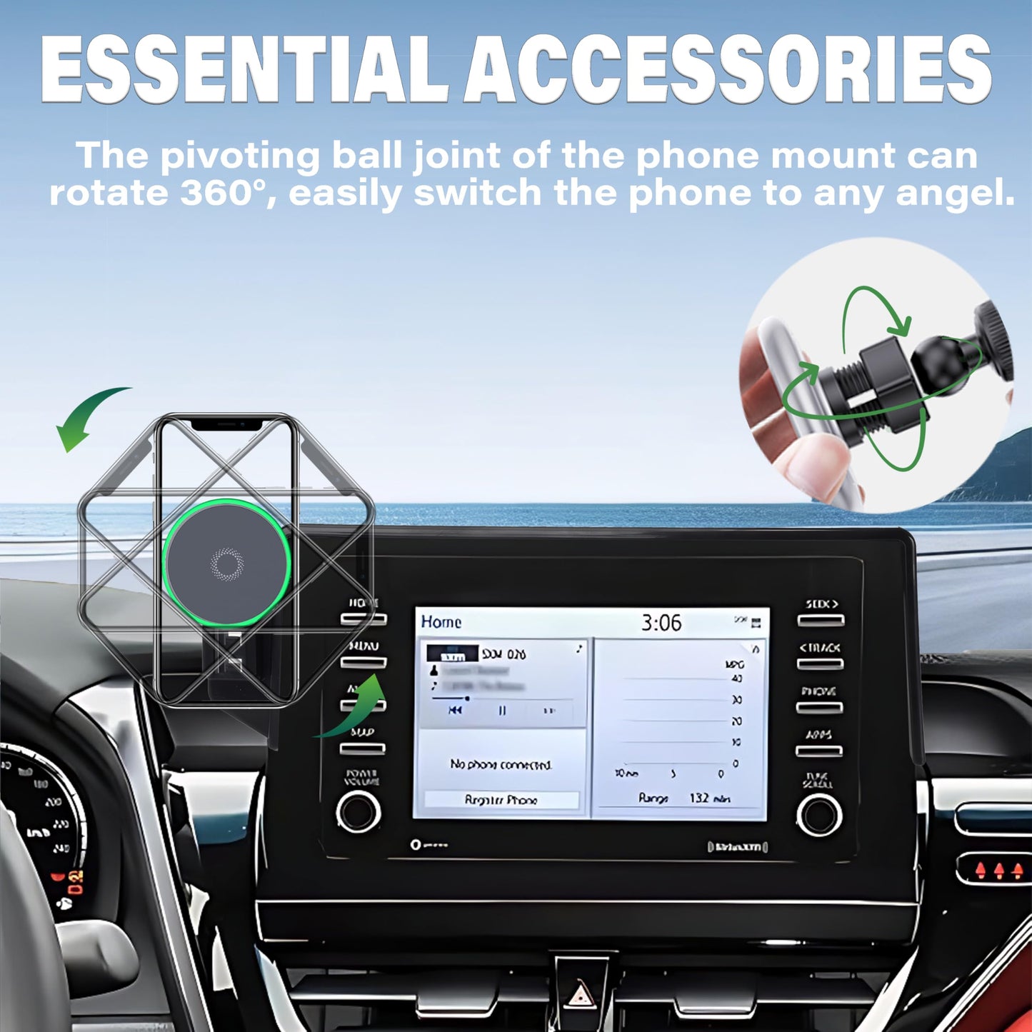 Abeeygeomarn Car Phone Holder For Toyota Camry 2021 2022 2023 2024 Accessories Apply To 7 Inch Touch Screen 15W Fast Wireless Ch