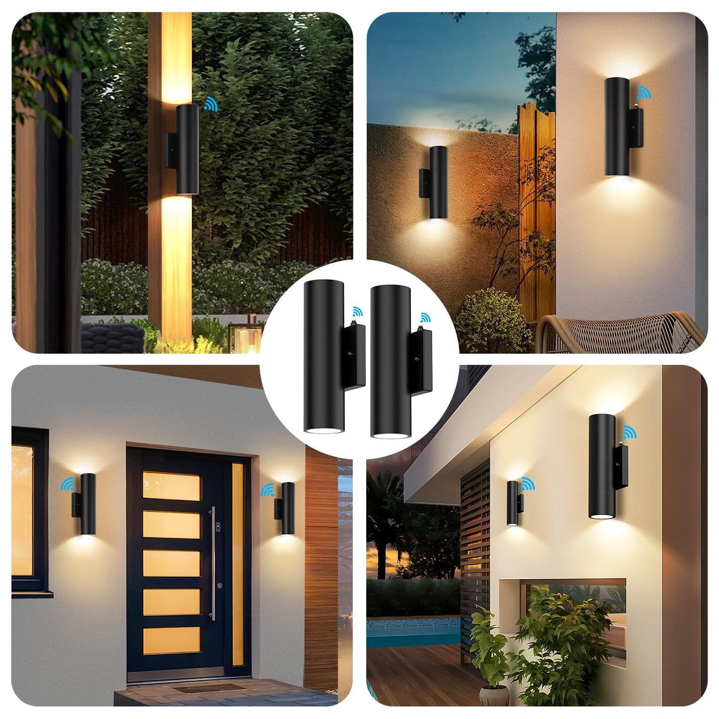 4-Pack Dusk To Dawn Outdoor Wall Lights 12W 2700K Up And Down Led Porch Lights Outdoor Black Modern Exterior Lighting Fixtures Waterproof Anti Rust Outside Lights For House Patio Door