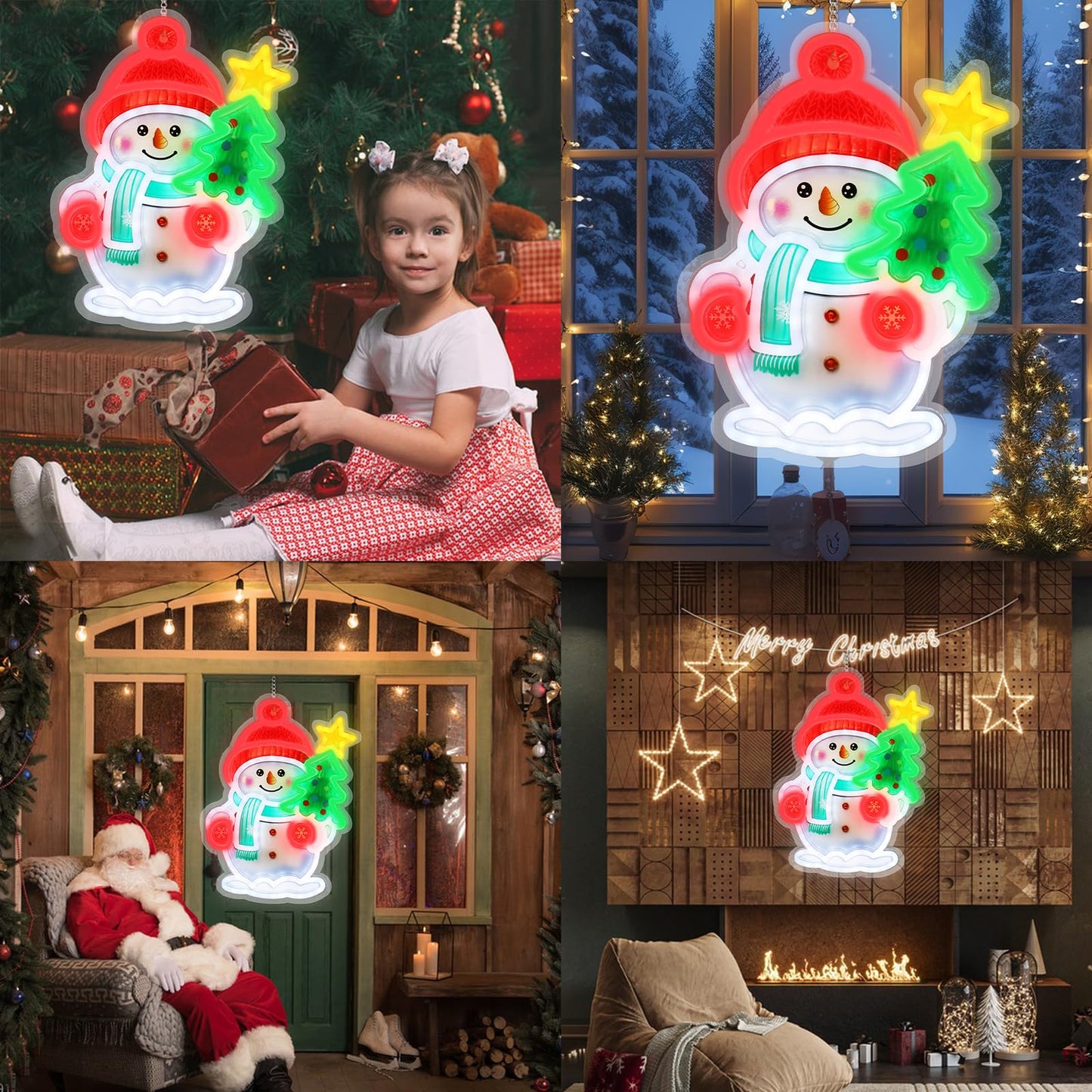 Christmas Decorations Led Snowman Neon Lights Cute Neon Signs Room Decor Powered 5V Art Decorative Lights Night Lights Indoor For Christmas Tree Home Bedroom Office Dorm Party
