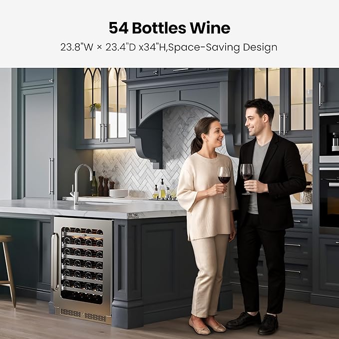 Whynter 54 Bottle Wine Cooler Refrigerator, 24 Inch Large Wine Fridge, 40-65°F Wine Refrigerator, 3 LED Wine Cellar Glass Door, Built-in or Freestanding for Home Bar Kitchen Office(5.65 cu.ft)