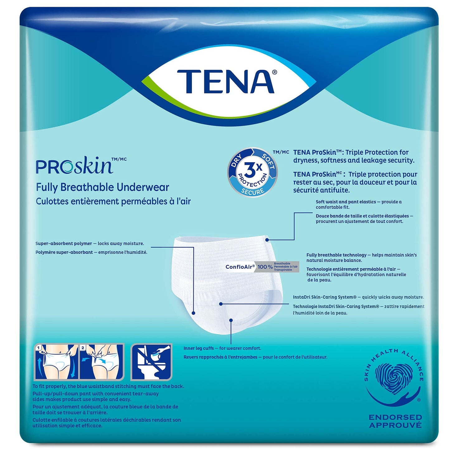 TENA ProSkin Plus Disposable Underwear Pull On with Tear Away Seams Large, 72633, 18 Ct