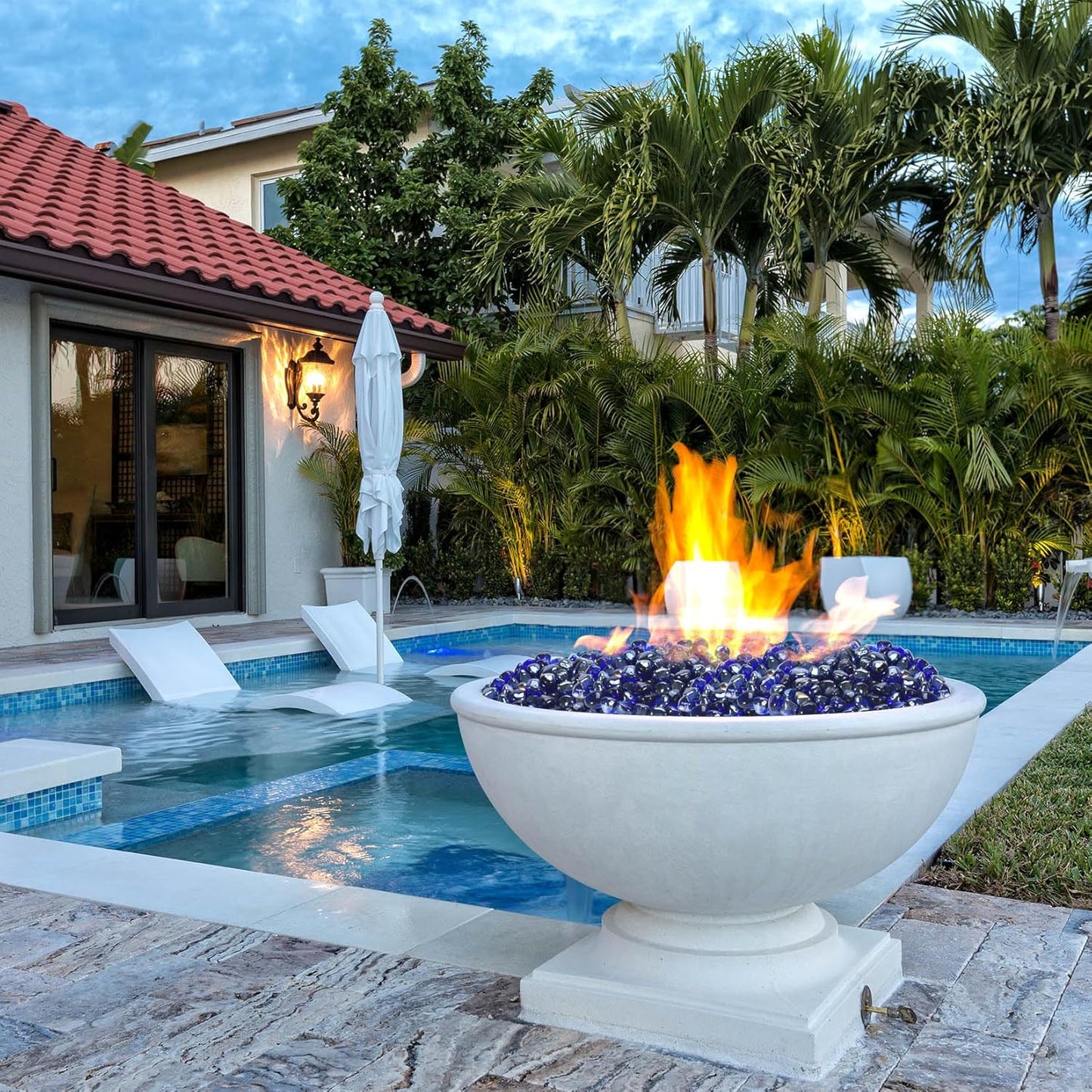 Fire Glass, Cobalt Blue Fire Stone for Propane Firepit, Fireplace and Outdoor Decorative. High Luster Diamonds 1 Inch Glass Beads, 10LB