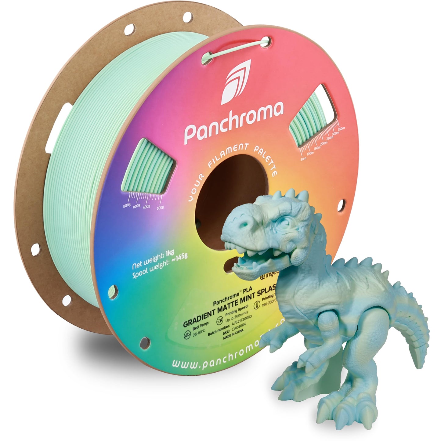 Polymaker Panchroma Gradient Matte PLA Filament, Multicolor Gradient Matte Pastel Green and Blue 1.75mm 3D Printing Filament, 3D
