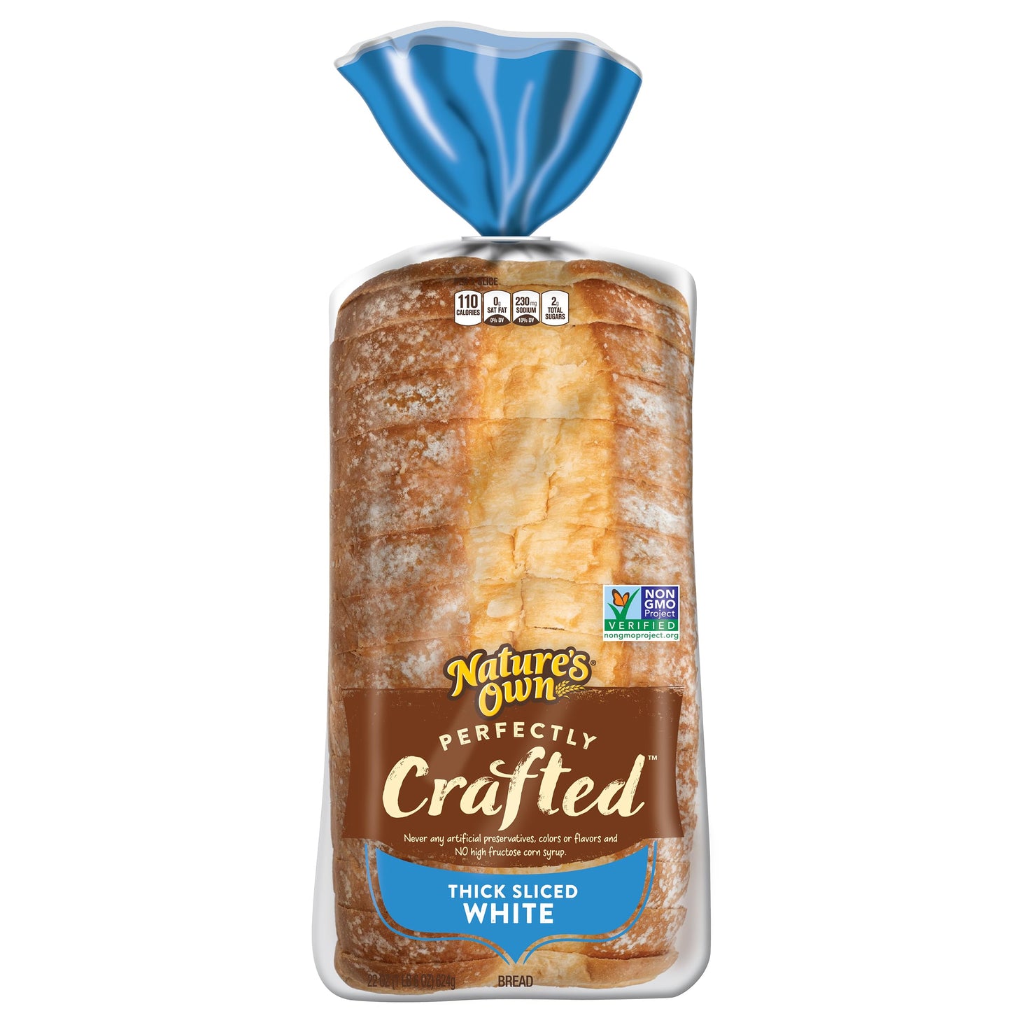 Natures Own Perfectly Crafted White Bread, Thick Sliced Non-GMO Sandwich Bread, 22 oz Loaf