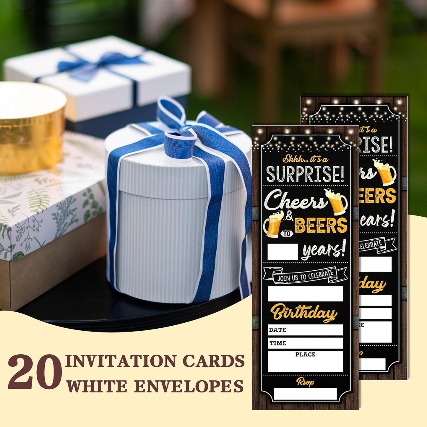 Cheers And Beers Birthday Invitation-Beers Ticket Invite Cards with Envelopes for Adults-3x8 inch Birthday Card-Party Favor & Supplies (20 Packs)-A21