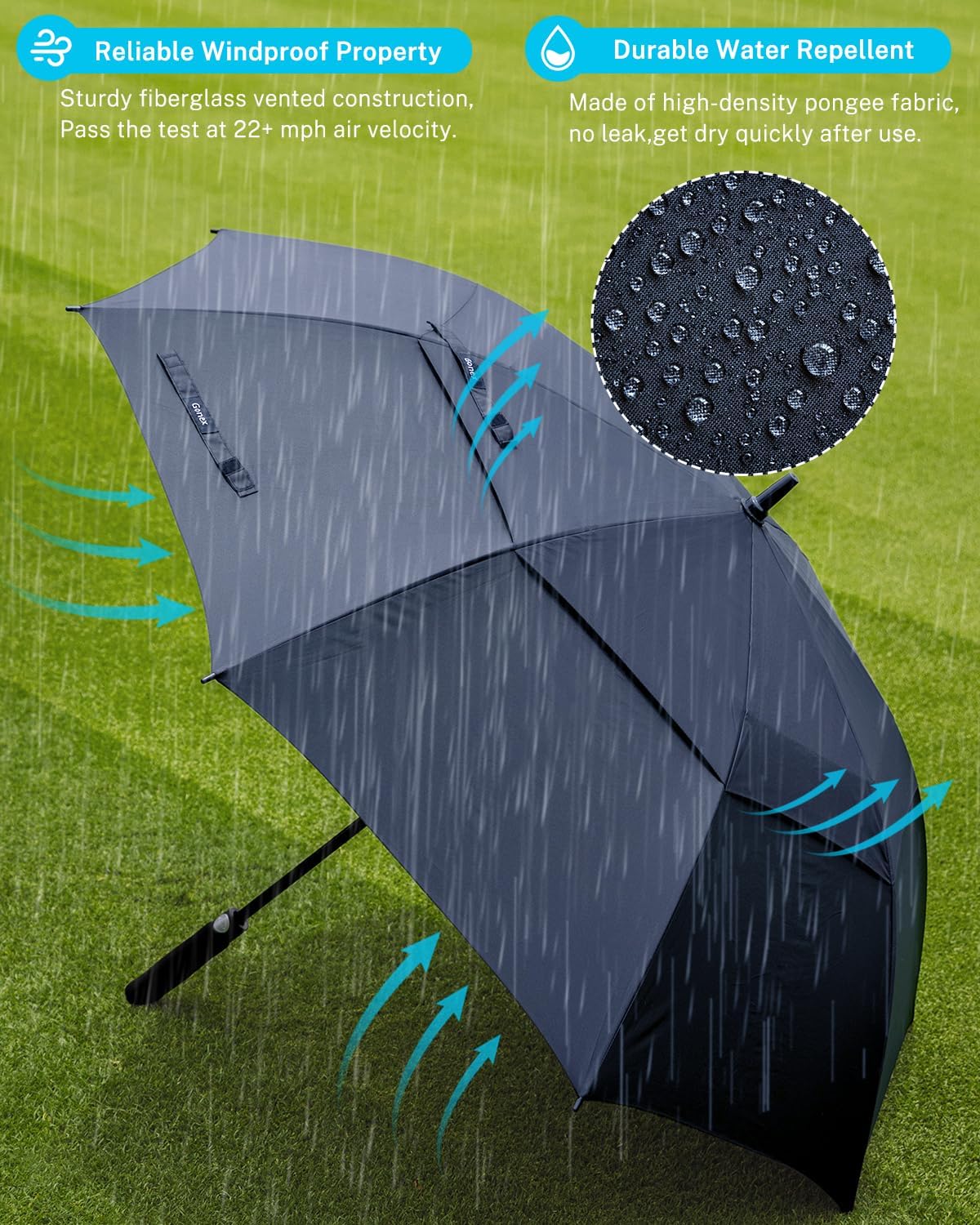 Gonex 54/62/68/72/80 Inch Extra Large Golf Umbrella, Automatic Open Travel Rain Umbrella with Windproof Water Resistant Double Canopy, Oversize Vented Umbrellas for 2-3 Men and UV Protection, Multiple Colors