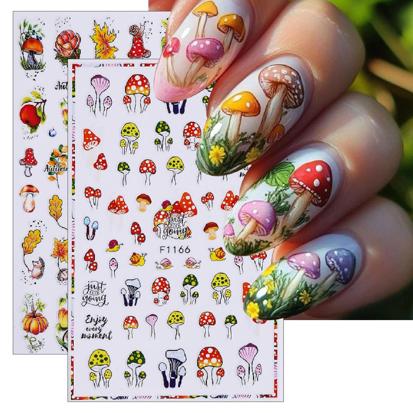 Fall Maple Leaf Nail Art Stickers Autumn Leaves Mushroom Deer Design Self-Adhesive Nail Sticker Fox Pumpkin Wheat Ears Nail Deca