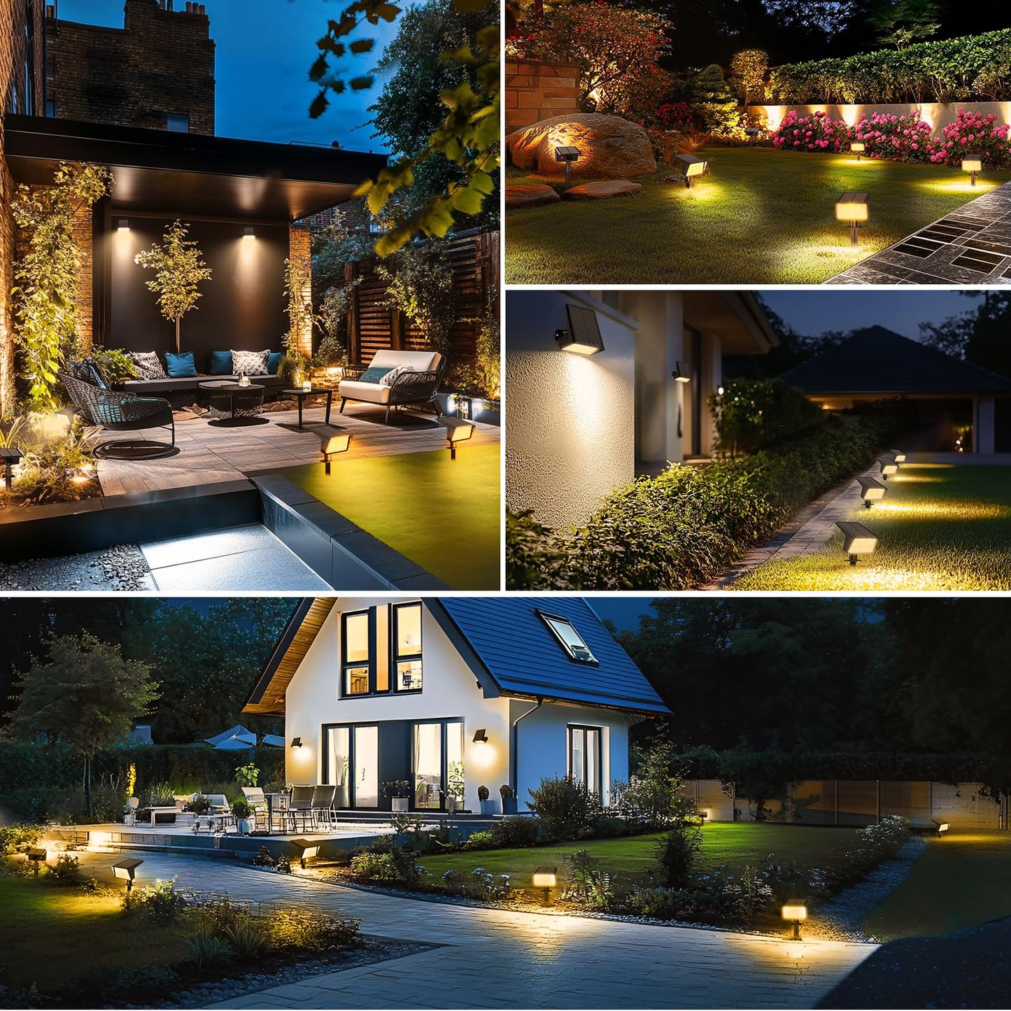 Lamkeep Solar Spot Lights Outdoor With 60 Led & Auto On/Off 2 Pack Solar Lights Outdoor Waterproof Ip68 With 3 Lighting Modes 2-In-1 Solars Landscape Light For Outside Garden Yard(Warm White)