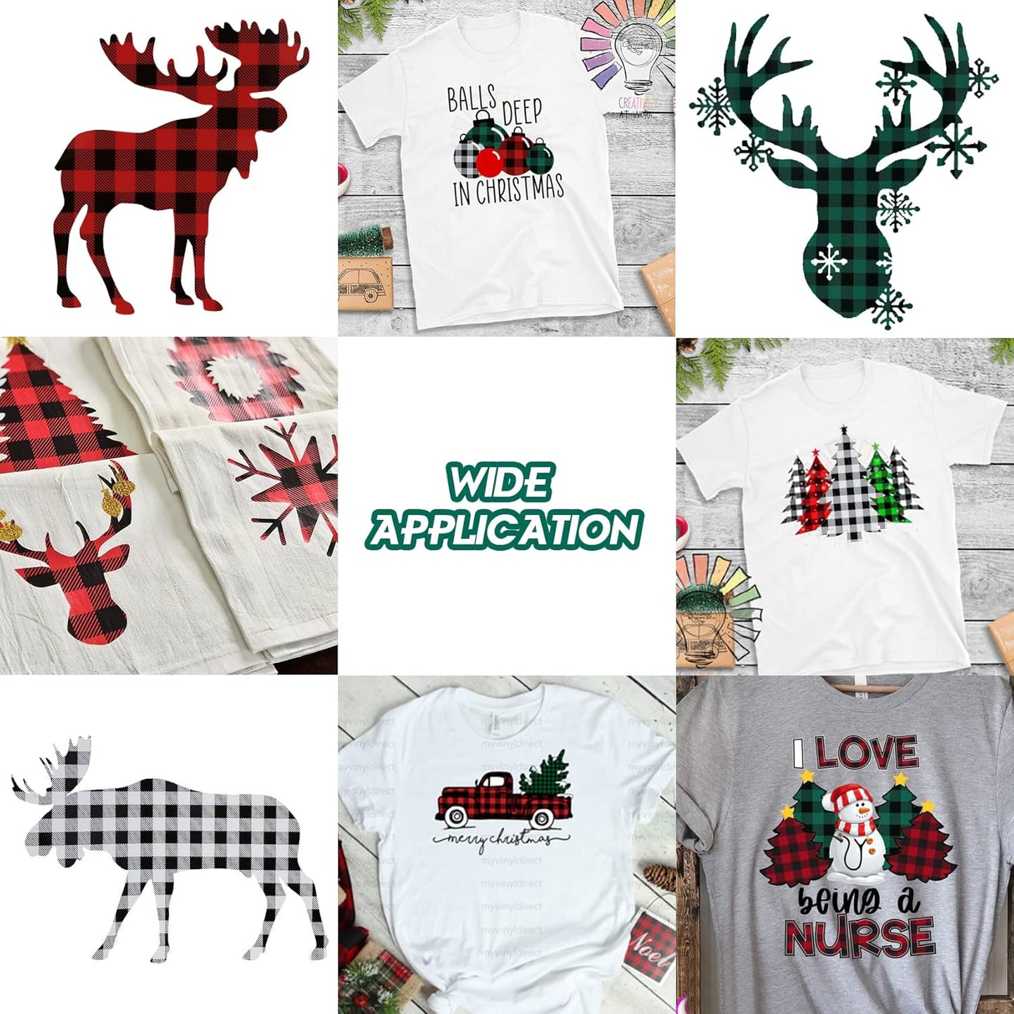 TORC Black White Buffalo Plaid HTV Vinyl 12 inch x 5 ft, Check Heat Transfer Vinyl Iron on Transfers for Christmas