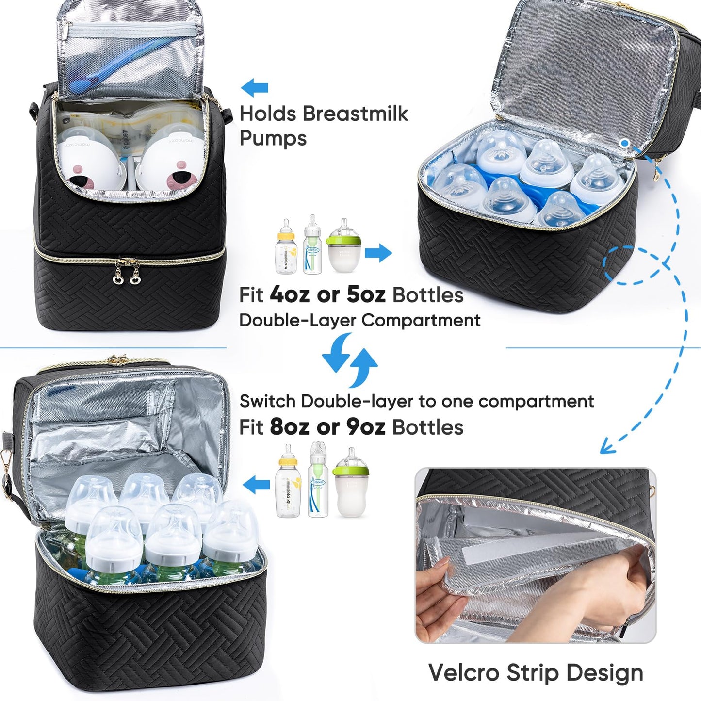 Breastmilk Storage Bag With Ice Pack for 6 Mam Bottles - Breast Pump Cooler for Baby Bottles Up to 9 Ounce - Insulated Milk Pumping Bag for Daycare