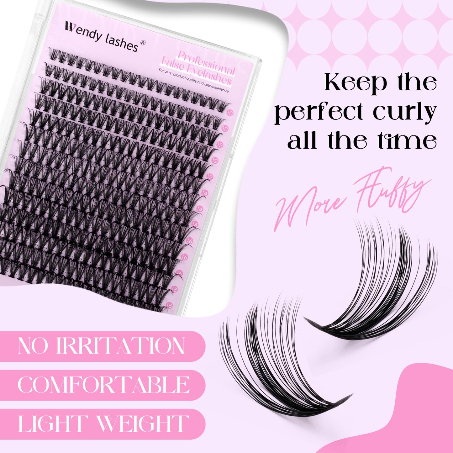 Lash Clusters 40D Wispy Individual Lashes 280PCS D-Curly Volume Lash Extensions 10-18mm Natural DIY Cluster Lashes for Beginners