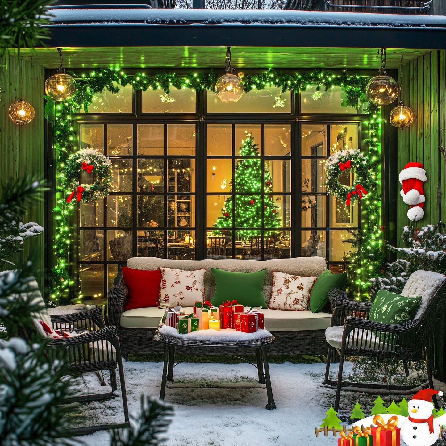 JMEXSUSS LED Christmas String Lights, 173ft, 500 Waterproof Green Lights, 8 Modes, Model EXS-S-0500, Ideal for St. Patricks Day Decoration