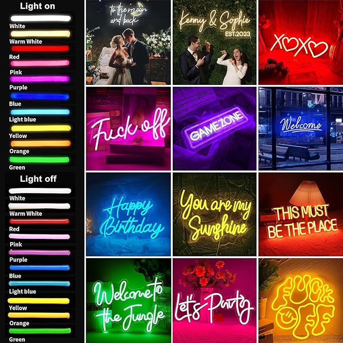 Custom Neon Sign, Neon Sign Customizable Large LED Wedding Neon Name, Custom Light Signage Personalized for Wedding Anniversary, Light Up Sign for Christmas Party Gift