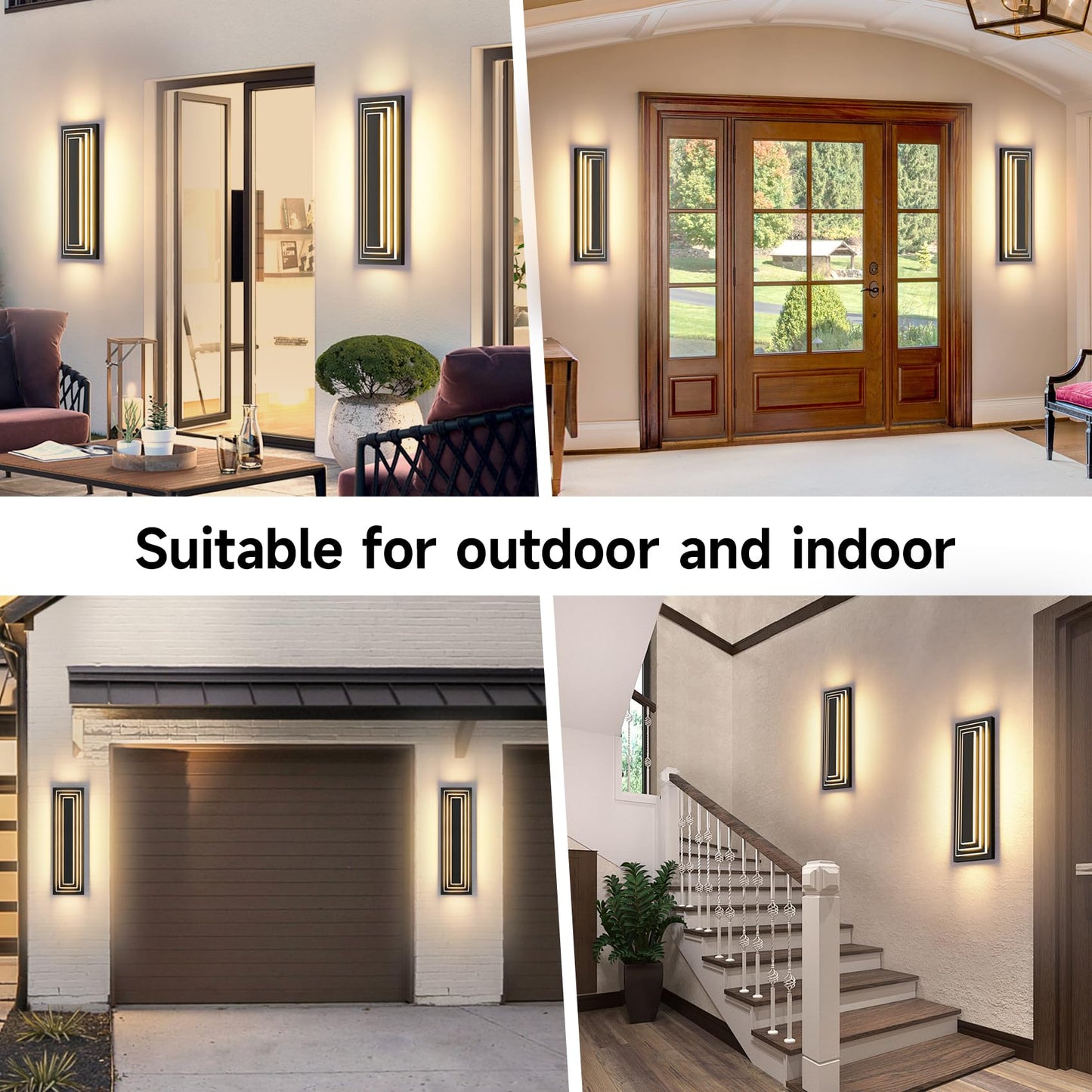 Zsmaiku 23.6 In Long Outdoor Wall Lights 3-Tier Large Exterior Lighting Fixtures Led Front Porch Lights Waterproof Outdoor Garage Lights 36W Warm White 3000K Modern Acrylic Wall Sconce 2 Pack