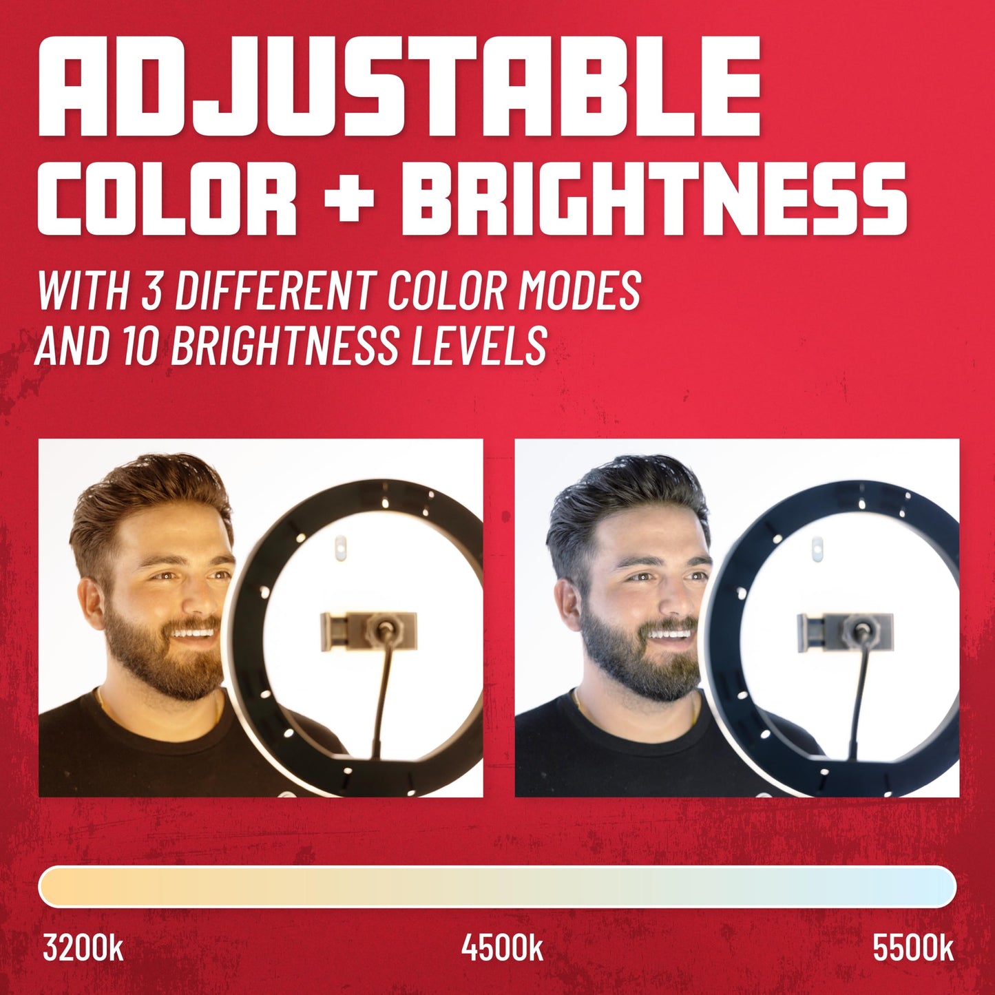 Gator Frameworks 10 Led Ring Light With 6 Ft. Extendable Tripod Stand & Phone Holder, (Gfw-Ringlighttripd)