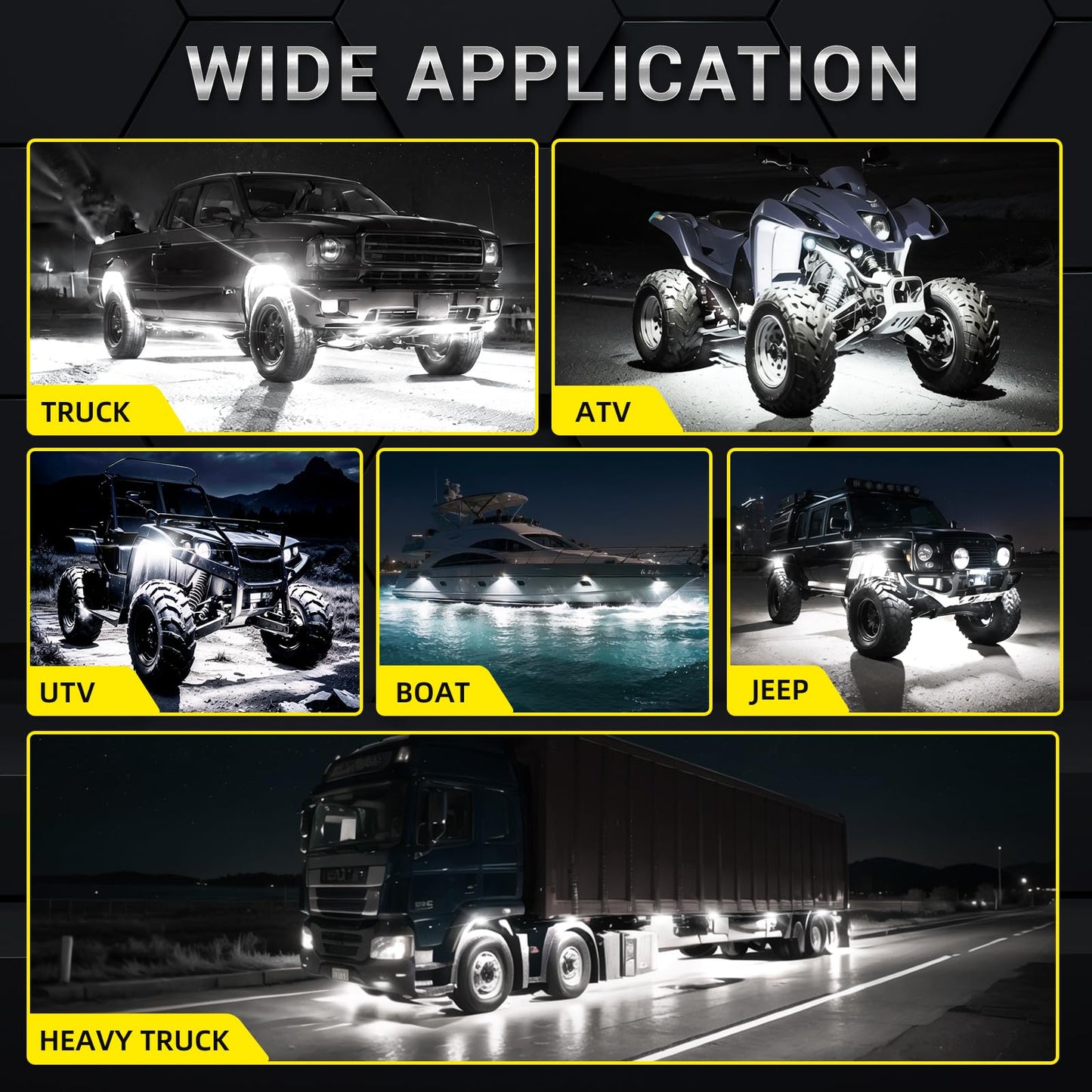 10 Pods Pure White Led Rock Lights With Power Swith Wiring Harness 6000K Super Bright Waterproof Under Trailer Lighting White Underglow Kit For Trucks Trailer Offroad Pickup Sxs Atv Utv