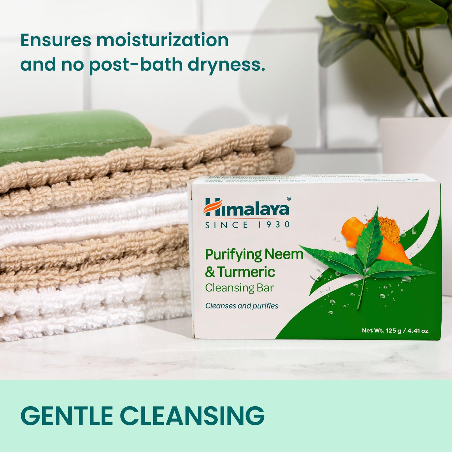 Himalaya Purifying Neem & Turmeric Cleansing Bar for Clean and Healthy Looking Skin, Free from Parabens, SLS and Phthalates, Glu