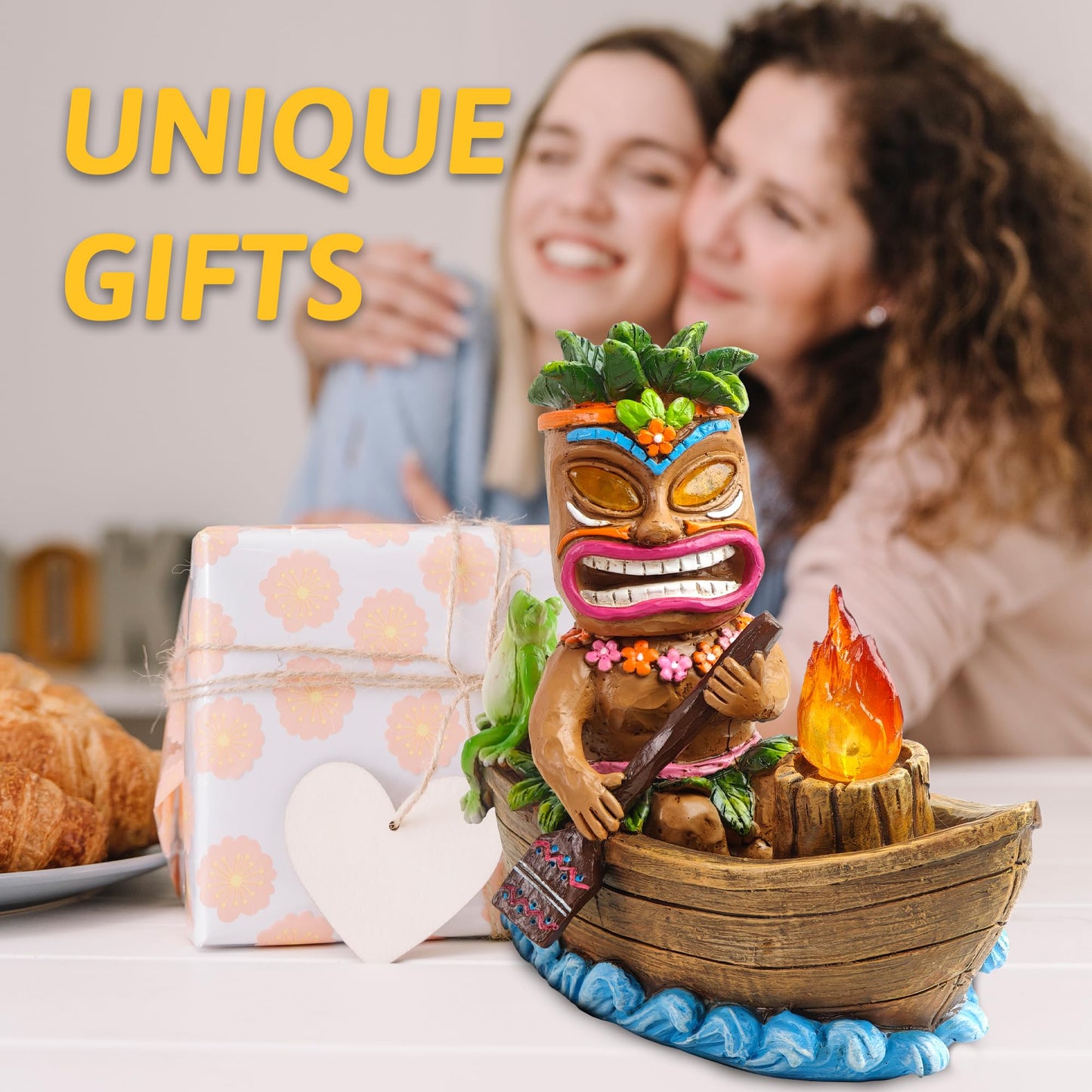 Cffownug Solar Tiki Outdoor Statues: Funny Tiki Bar Decor With Solar Light Outside Decoration For Lawn Yard Patio Garden Gifts For Housewarming (Boating)