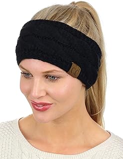 C.C Soft Stretch Winter Warm Cable Knit Fuzzy Lined Ear Warmer Headband