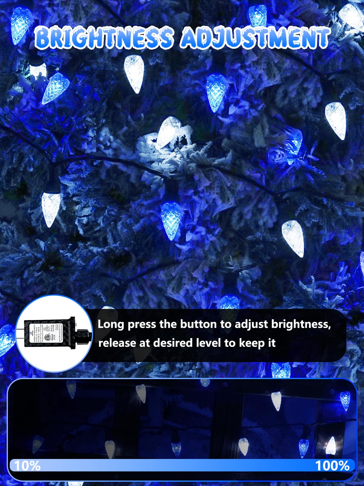 240 Led 78Ft C6 Christmas String Lights Super Long Christmas Lights Outdoor Indoor With 13 Modes & Timer Waterproof Fairy Twinkle Light Plug In For Tree Garden Party Xmas Decorations (White & Blue)