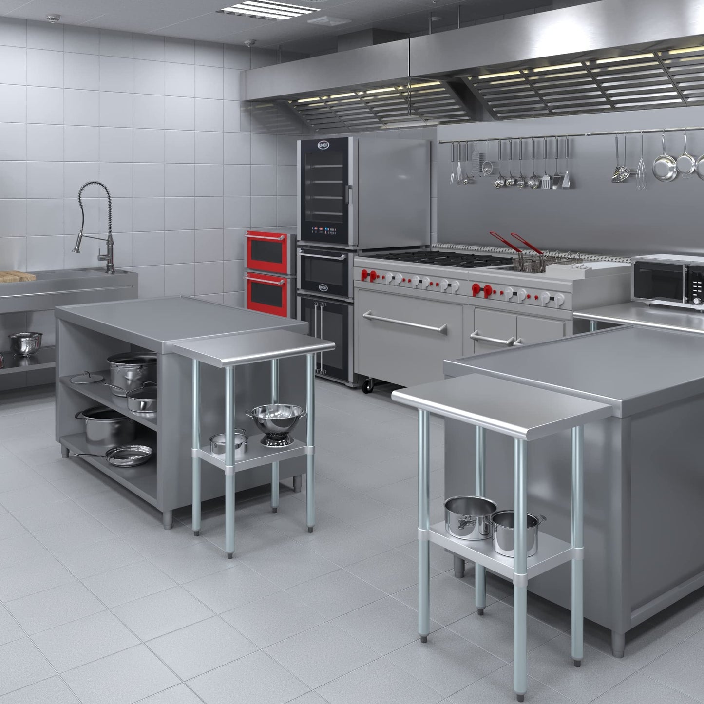 AmGood 18 in. x 24 in. Stainless Steel Work Table | Metal Kitchen Food Prep Table | NSF