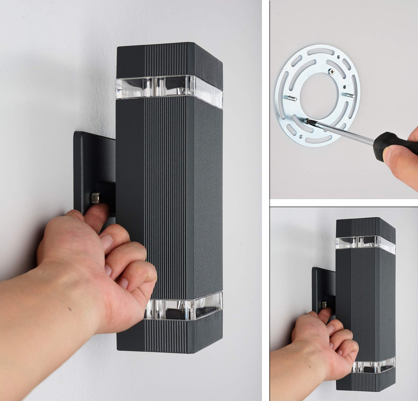 LMP LED Square Up and Down Outdoor Wall Lights, 2 Pack, Aluminum, Waterproof, 3000K, 5W, Model ZY-B1046C2HUI, Gray