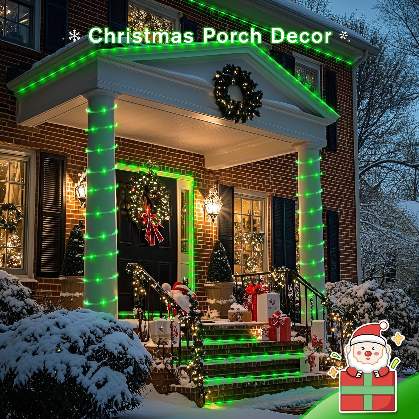 JMEXSUSS Solar Rope Lights 200LED, 66ft Green Waterproof String Lights, 8 Modes for Outdoor Use