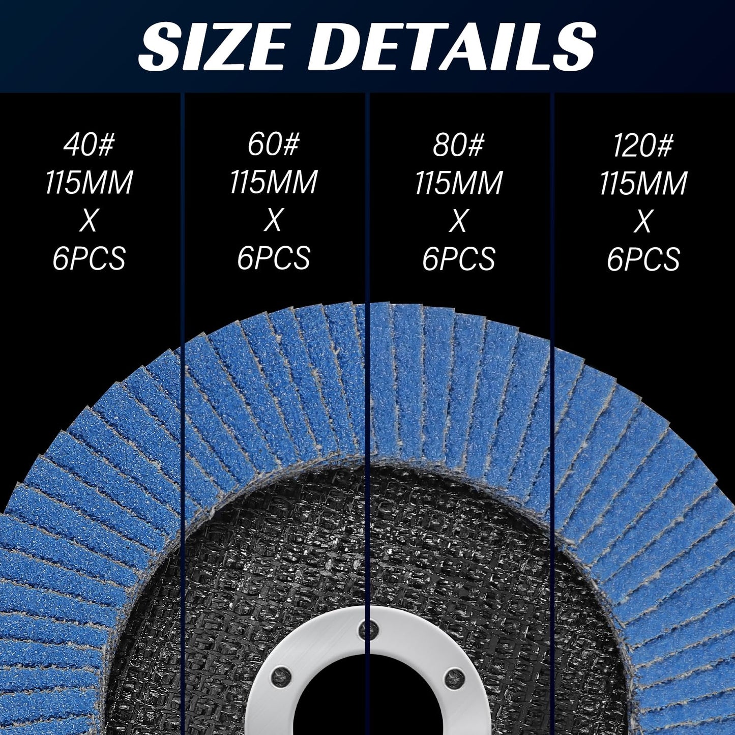 Pukamam 24 Pack of Flap Discs 4 1/2 for Angle Grinder Grit 40 60 80 120 Type 29 Zirconia Grinding Wheel for Wood Metal Sanding
